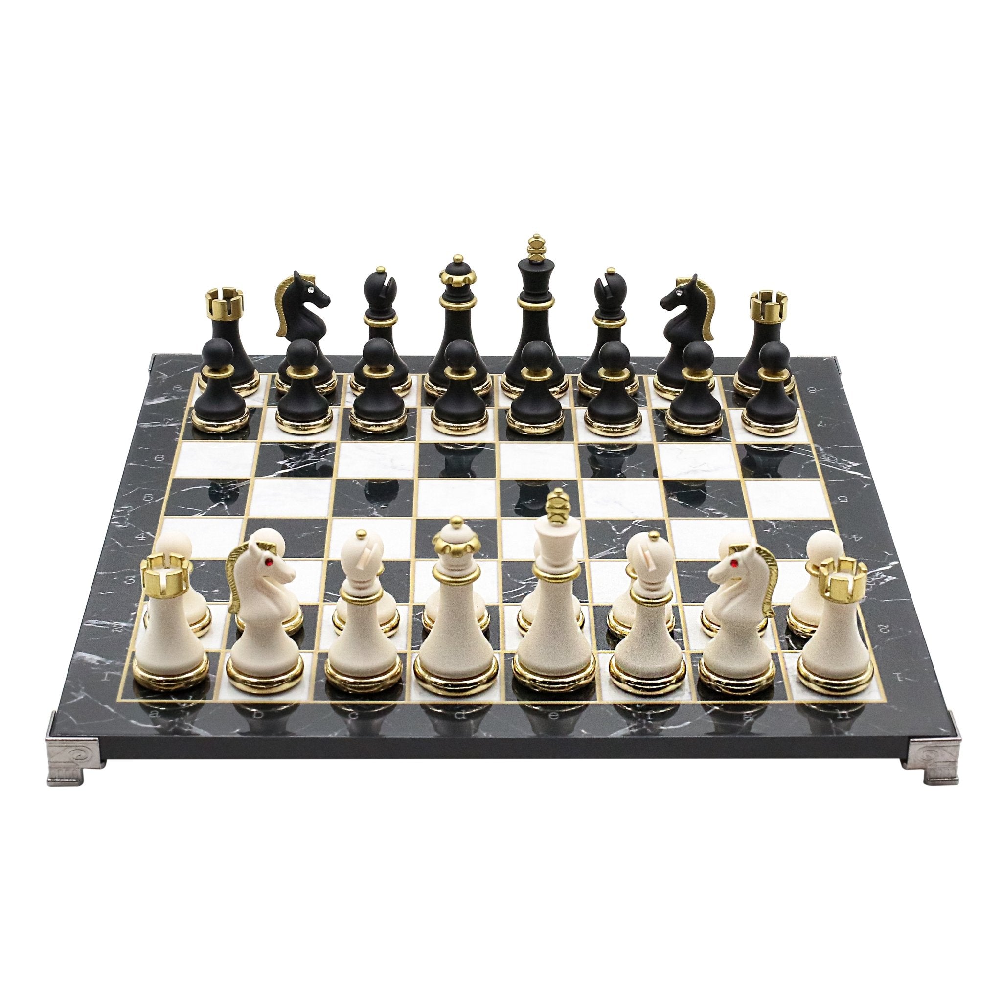 Soft Touch Baroque Metal Chess Set | Chess Board w/ Metal Legs 37CM (15") - Cooper Chess