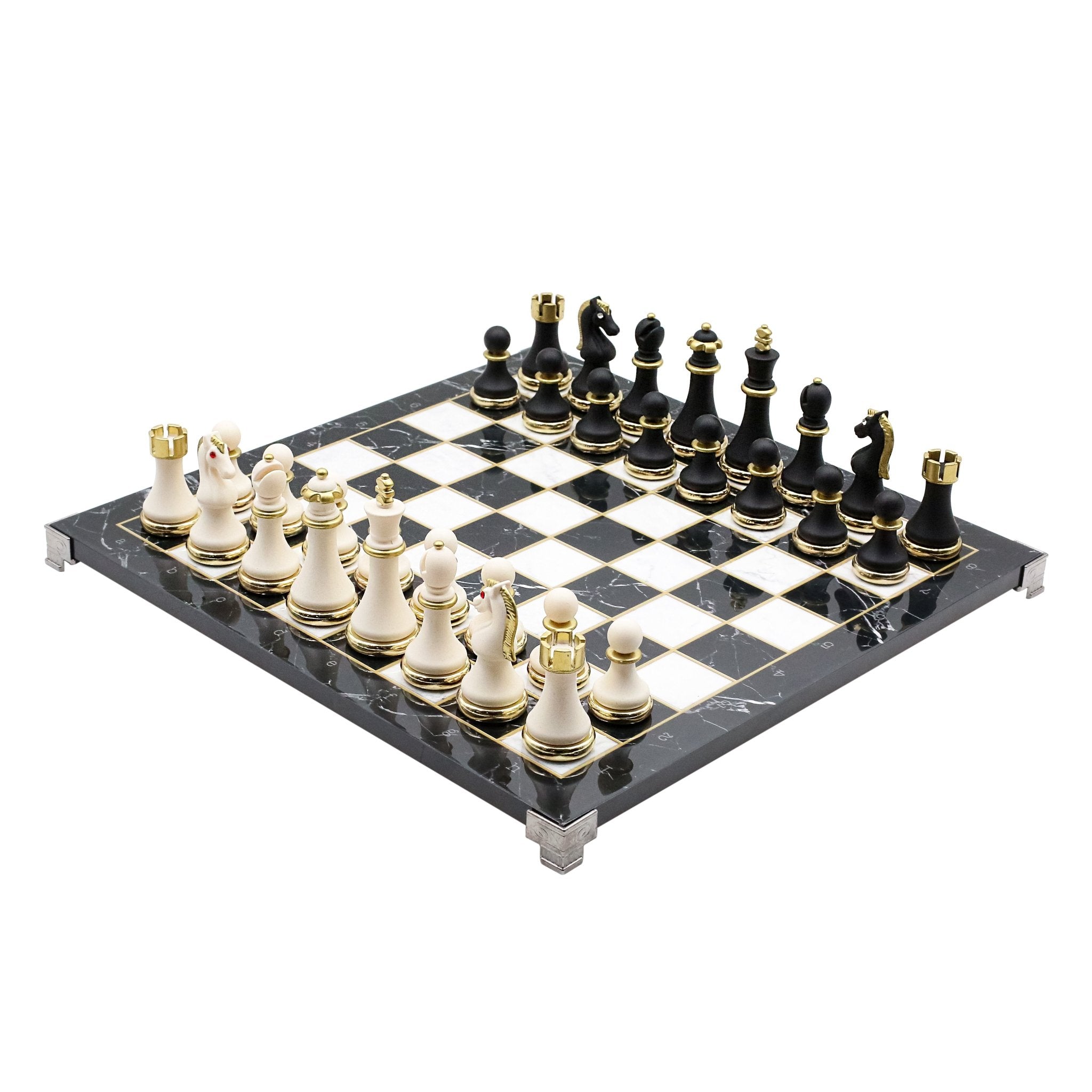 Soft Touch Baroque Metal Chess Set | Chess Board w/ Metal Legs 37CM (15") - Cooper Chess