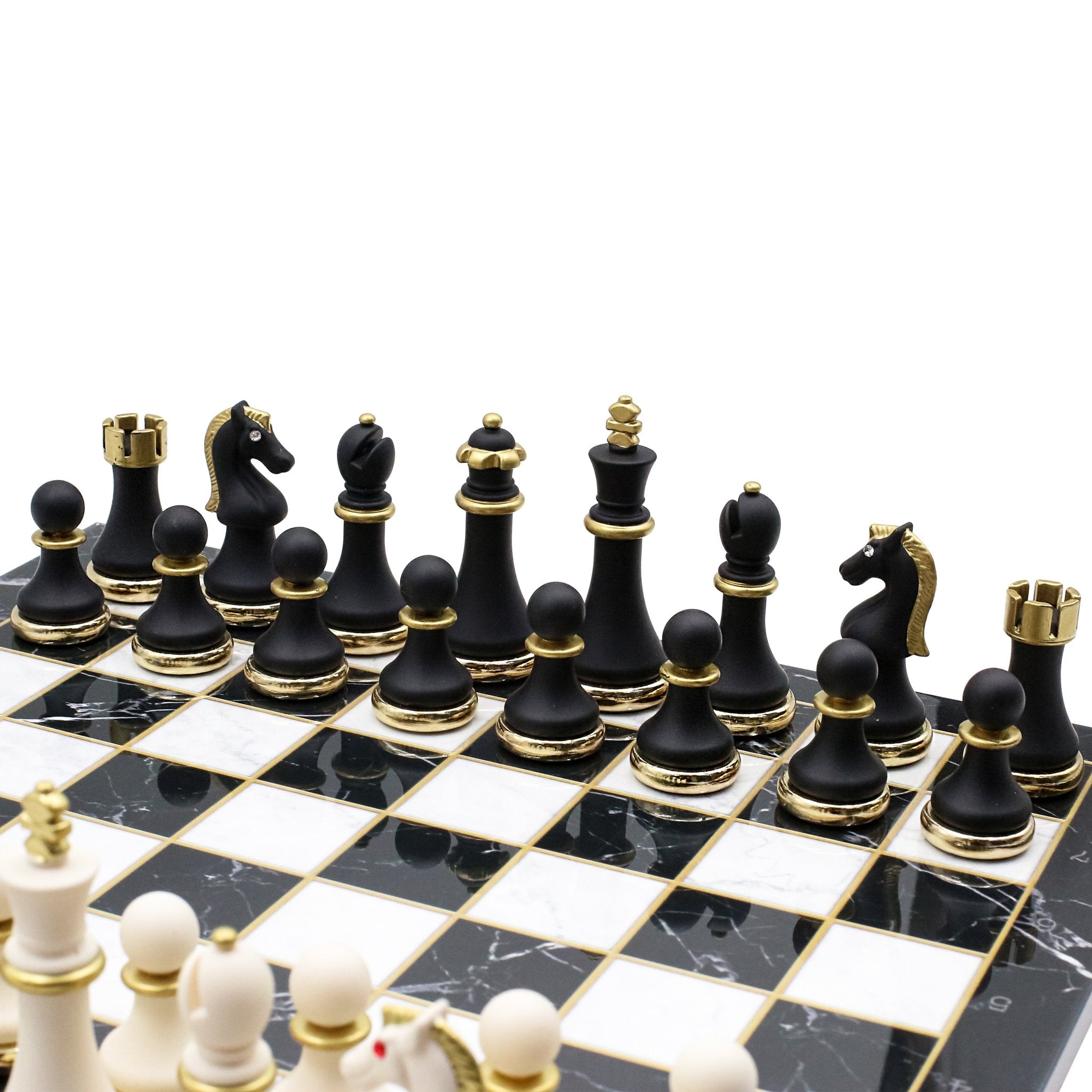 Soft Touch Baroque Metal Chess Set | Chess Board w/ Metal Legs 37CM (15") - Cooper Chess