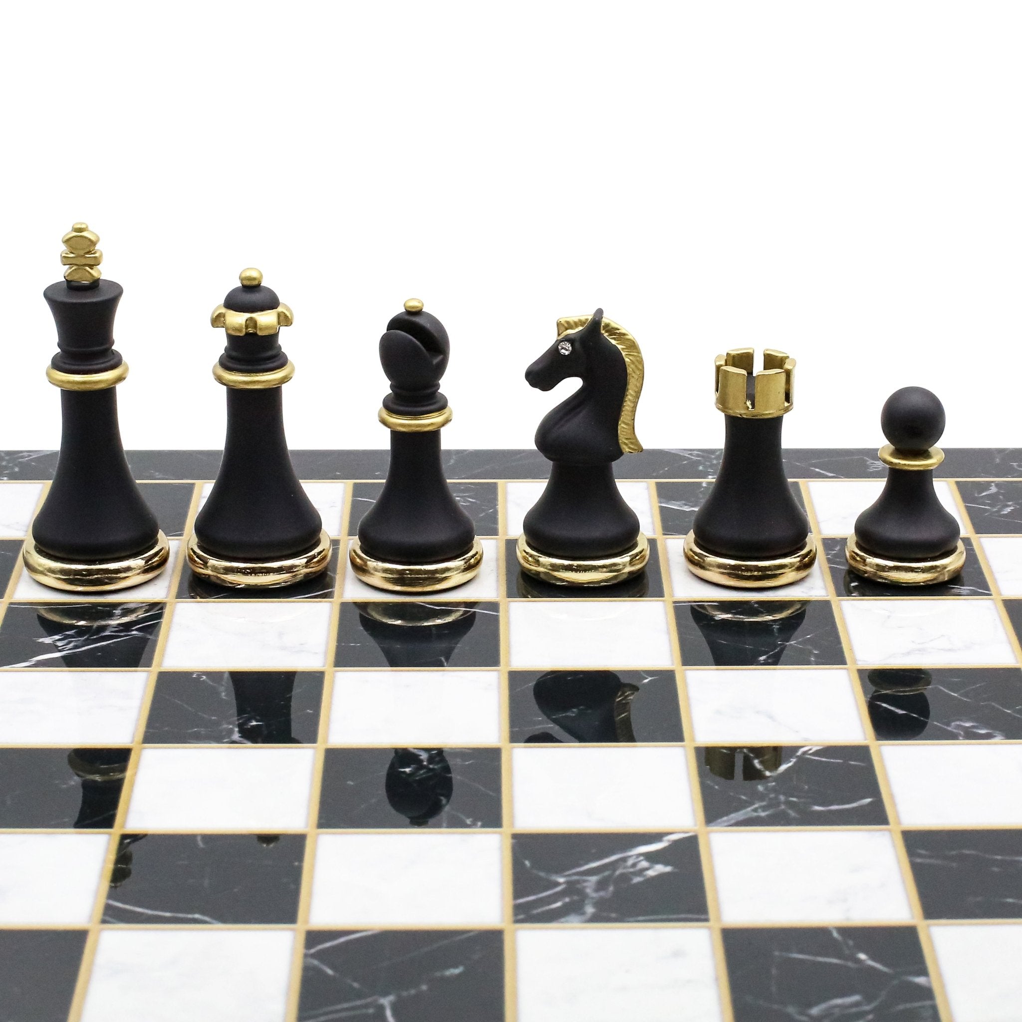 Soft Touch Baroque Metal Chess Set | Chess Board w/ Metal Legs 37CM (15") - Cooper Chess