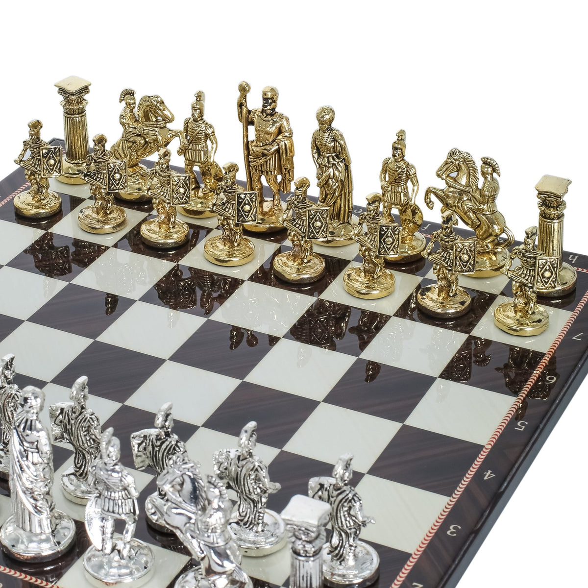 Roman Empire Caesar Metal Chess Set | Chess Board w/ Metal Legs 30CM (12") | Model 2 - Cooper Chess
