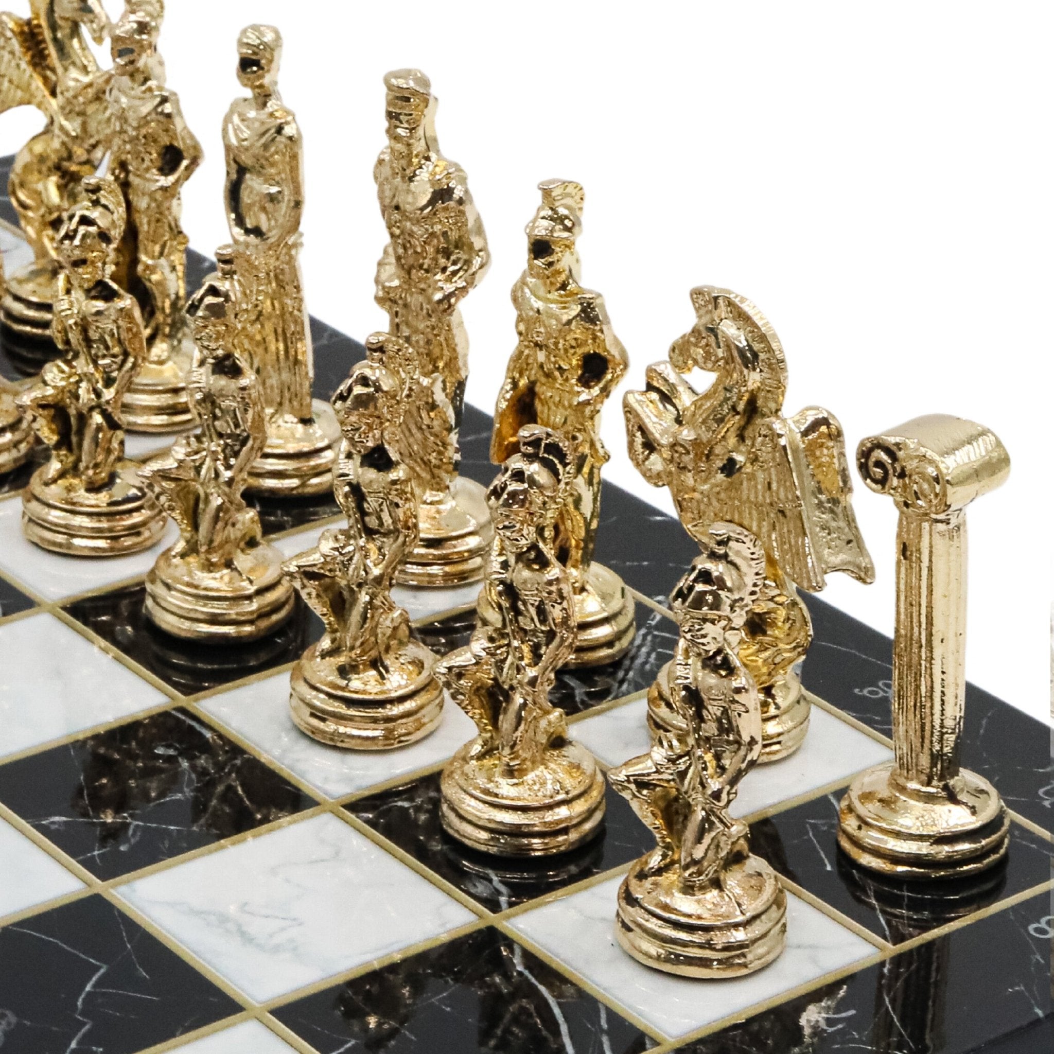 Greek Mythology Pegasus Metal Chess Set | Chess Board w/ Metal Legs 30CM (12") - Cooper Chess