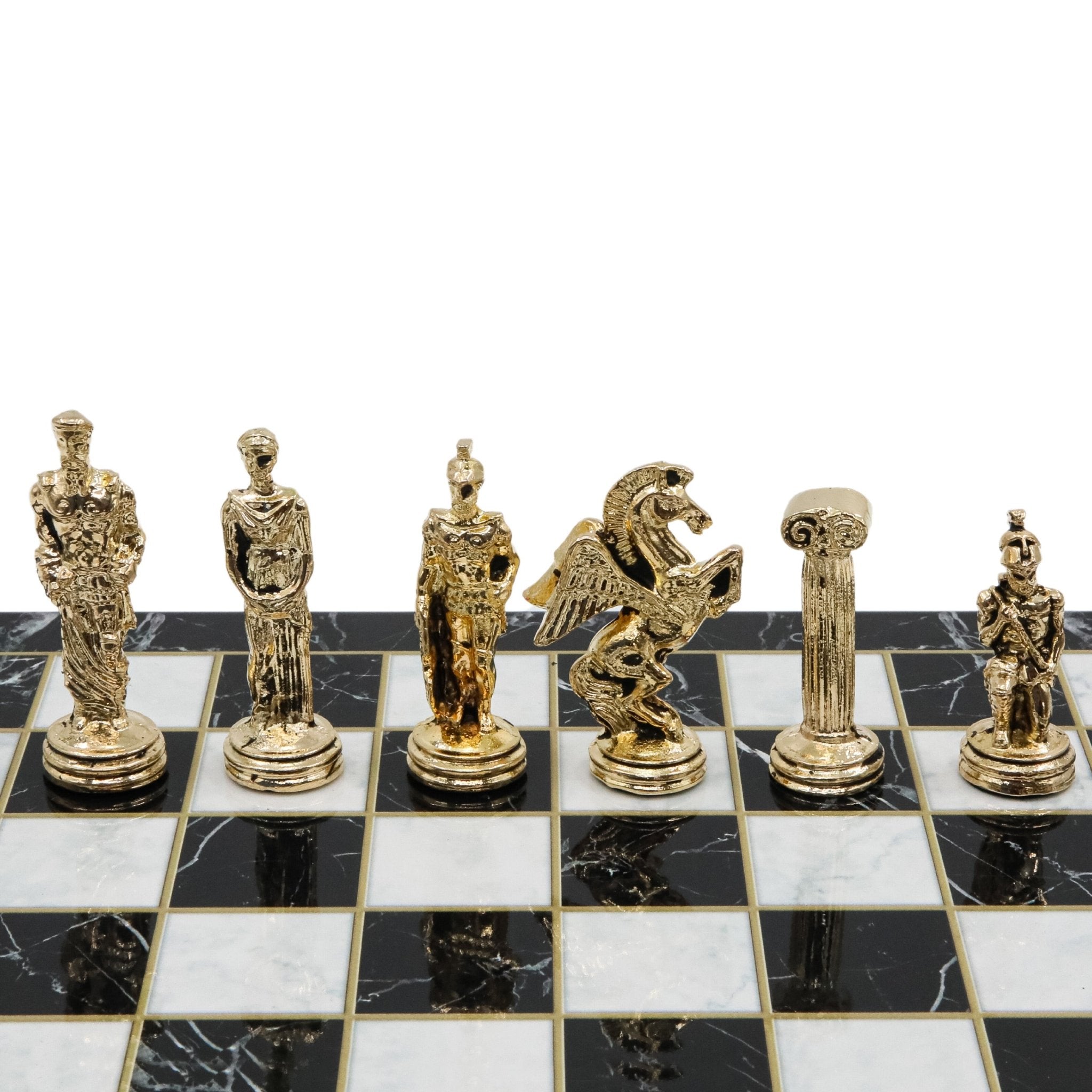 Greek Mythology Pegasus Metal Chess Set | Chess Board w/ Metal Legs 30CM (12") - Cooper Chess