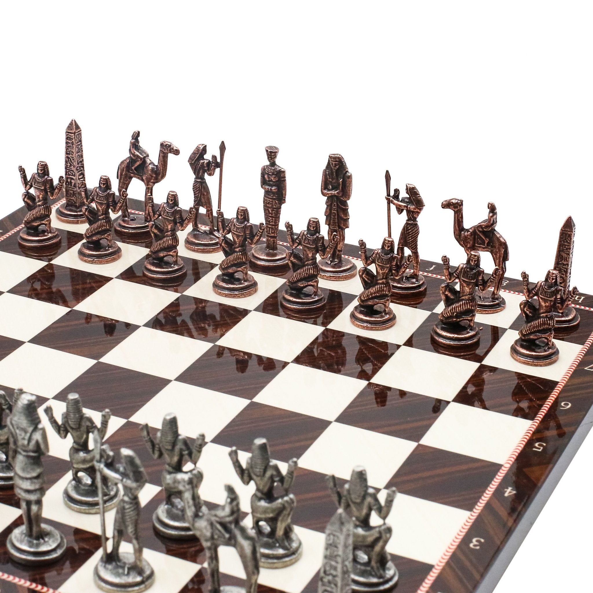 Egyptian CleopatraVintage Metal Chess Set | Chess Board w/ Metal Legs 30CM (12") - Cooper Chess