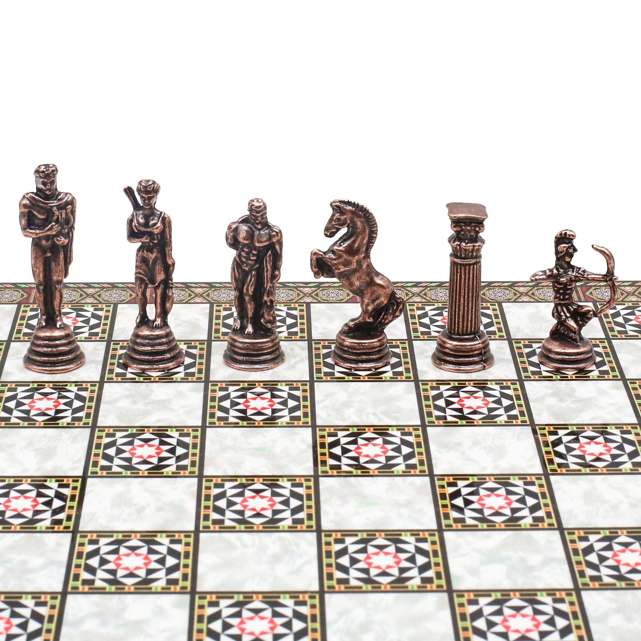 Greek Mythology Archer Vintage Chess Set | Chess Board w/ Metal Legs 30CM (12") - Cooper Chess