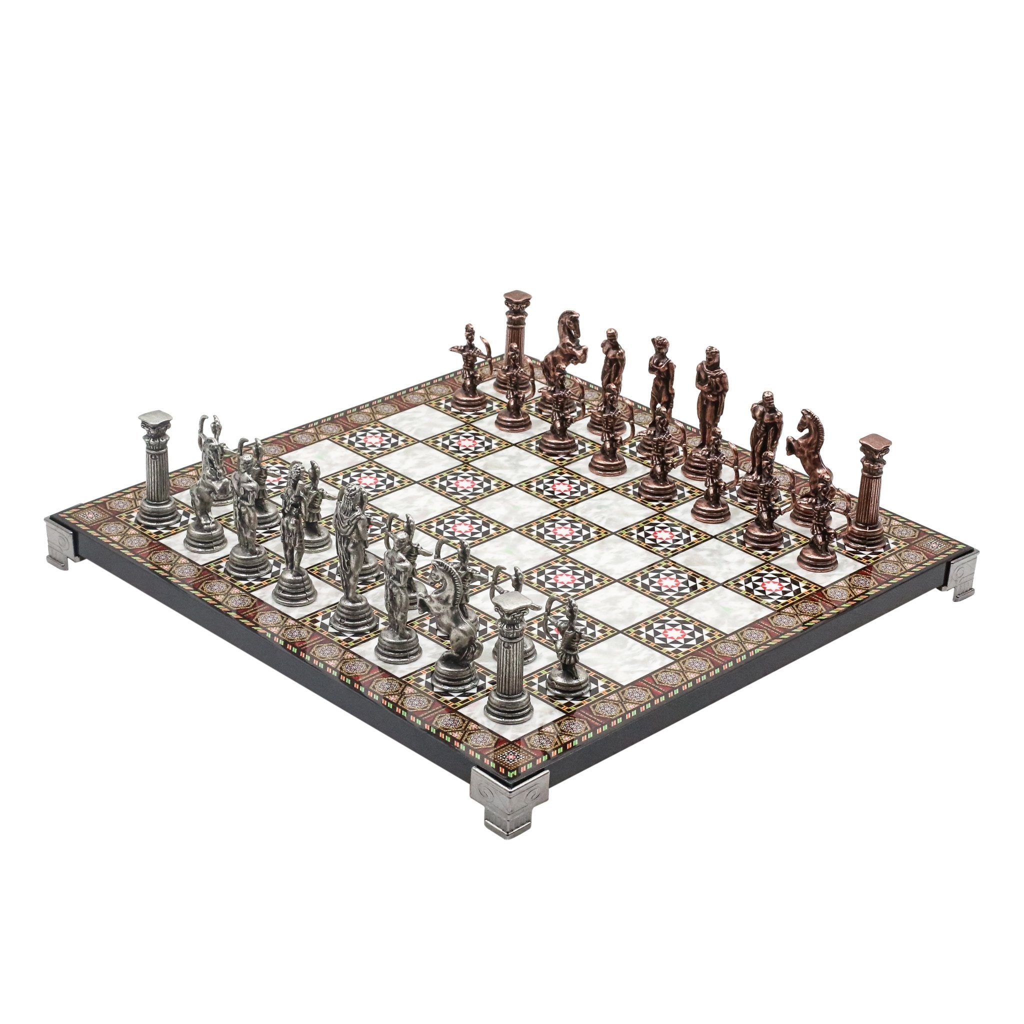 Greek Mythology Archer Vintage Chess Set | Chess Board w/ Metal Legs 30CM (12") - Cooper Chess