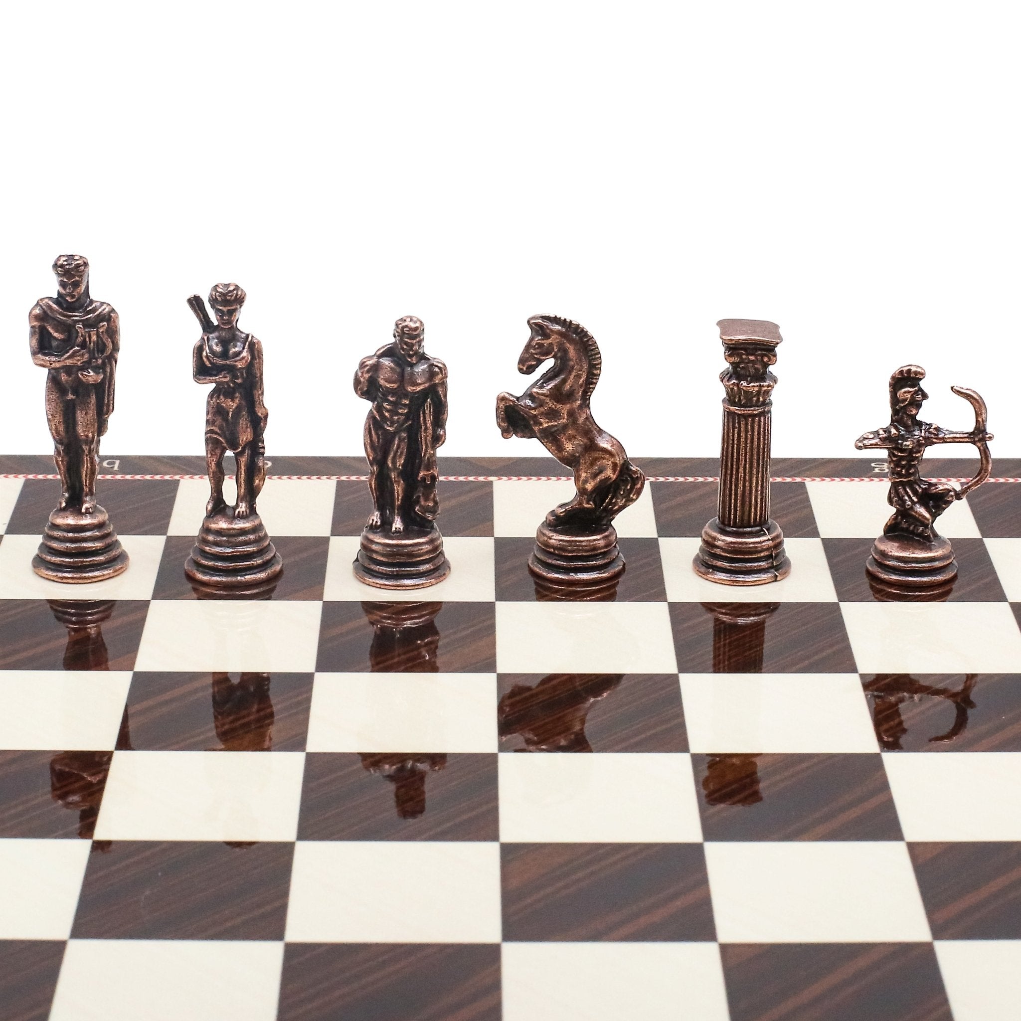 Greek Mythology Archer Vintage Chess Set | Chess Board w/ Metal Legs 30CM (12") - Cooper Chess