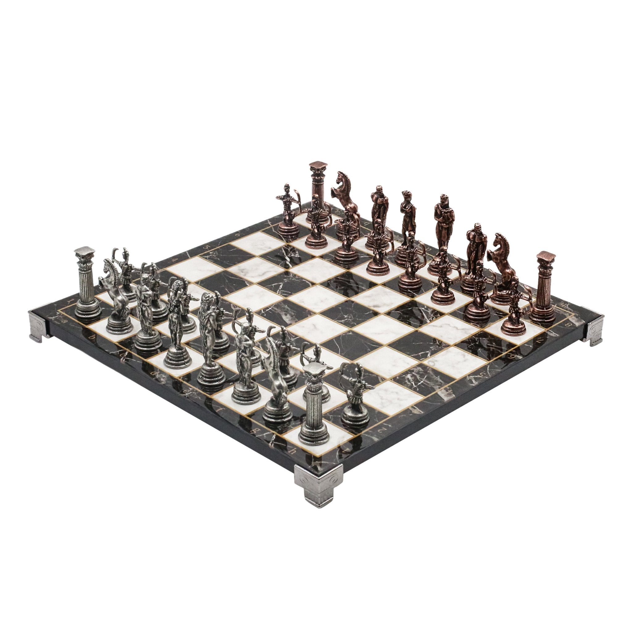 Greek Mythology Archer Vintage Chess Set | Chess Board w/ Metal Legs 30CM (12") - Cooper Chess