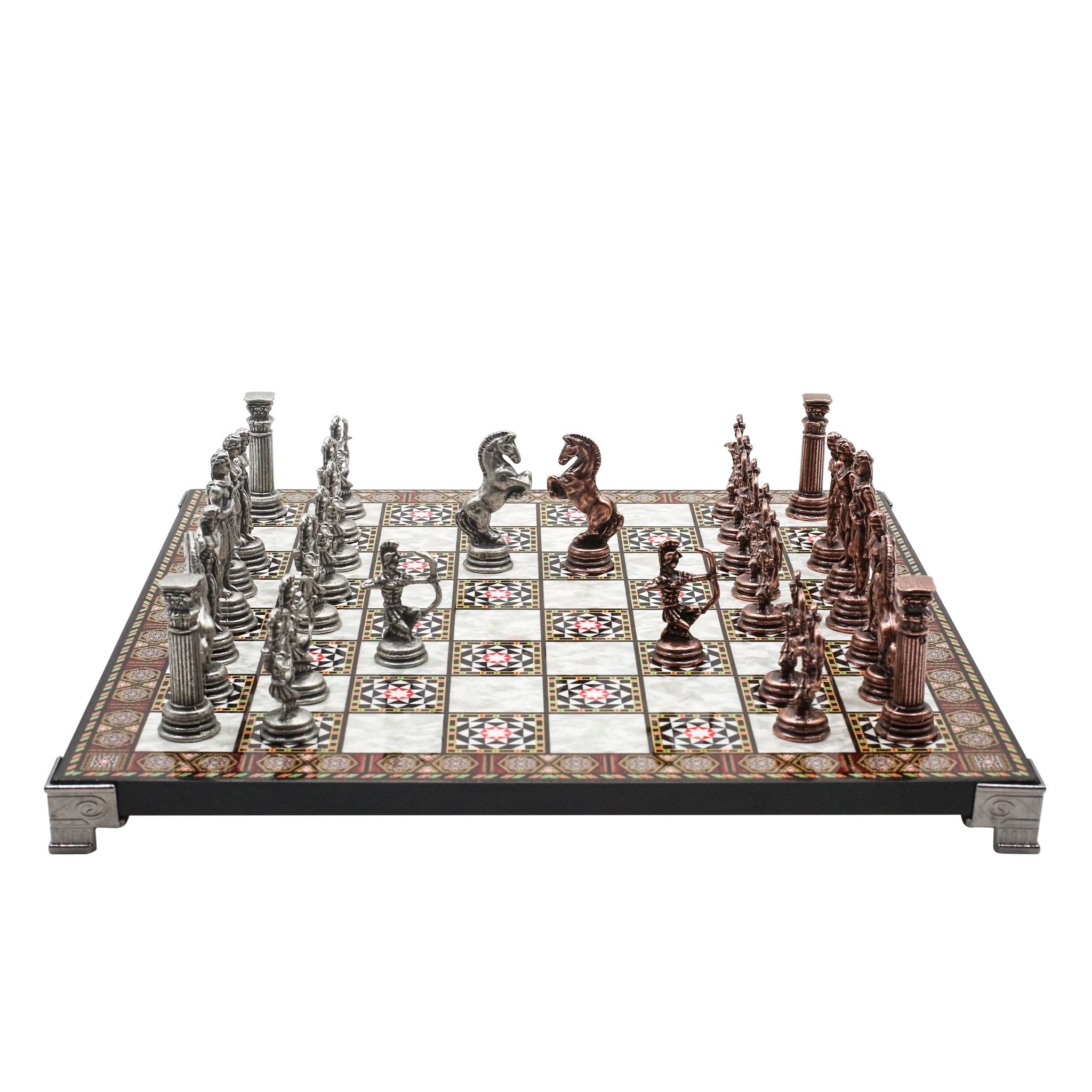 Greek Mythology Archer Vintage Chess Set | Chess Board w/ Metal Legs 30CM (12") - Cooper Chess