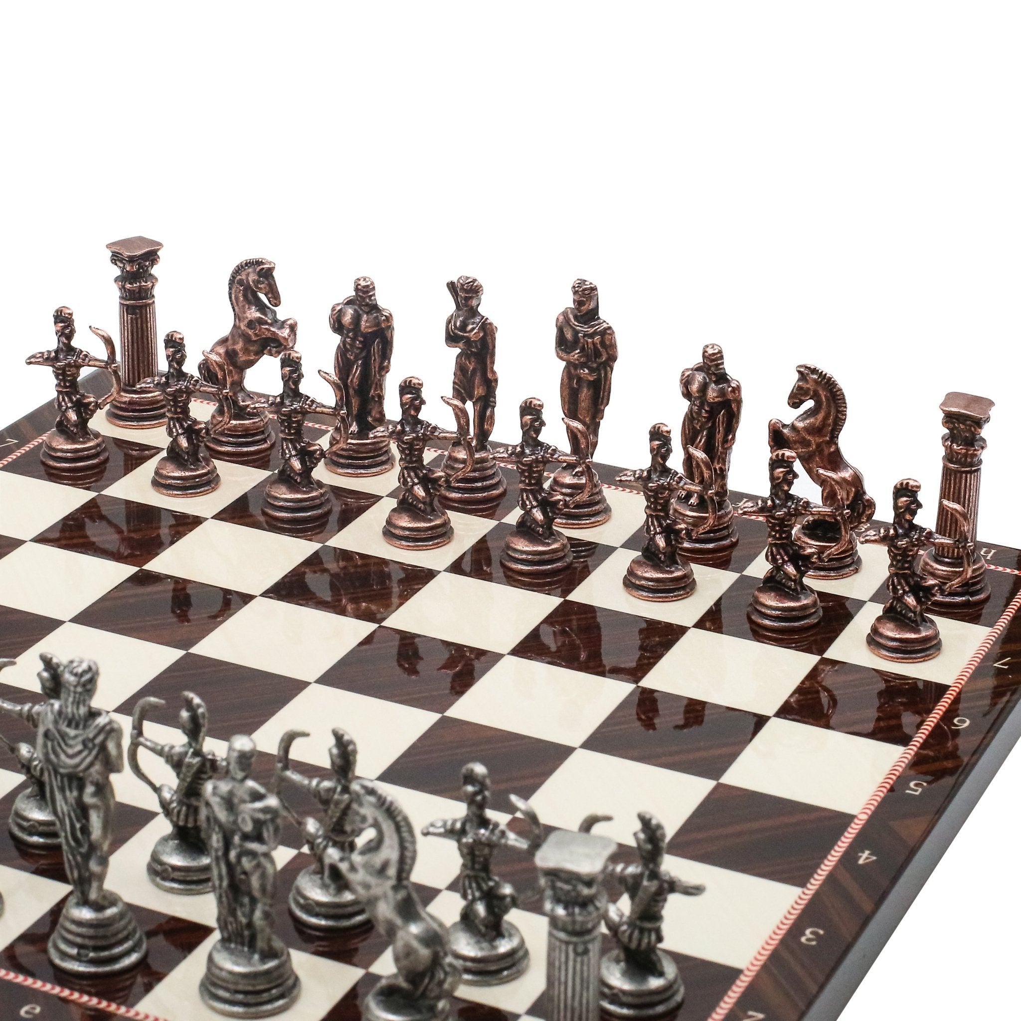 Greek Mythology Archer Vintage Chess Set | Chess Board w/ Metal Legs 30CM (12") - Cooper Chess