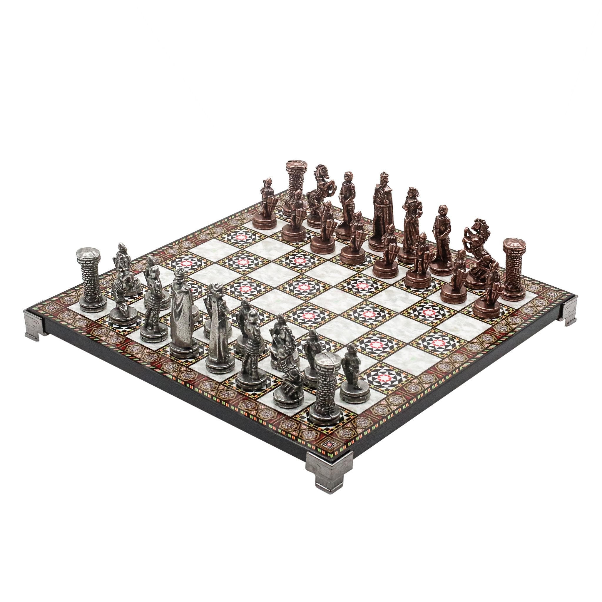 British Army Vintage Metal Chess Set | Chess Board w/ Metal Legs 30CM (12") - Cooper Chess
