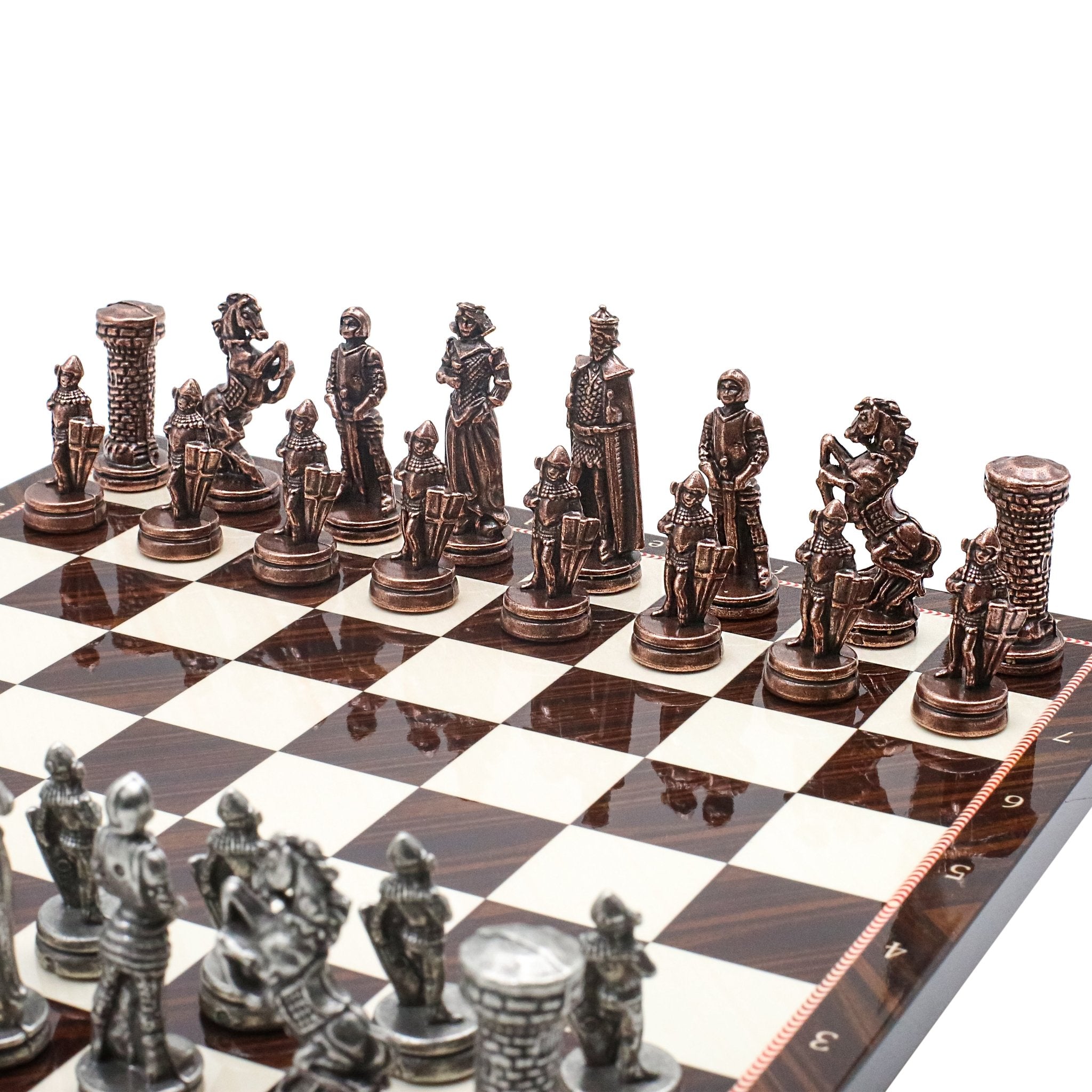 British Army Vintage Metal Chess Set | Chess Board w/ Metal Legs 30CM (12") - Cooper Chess