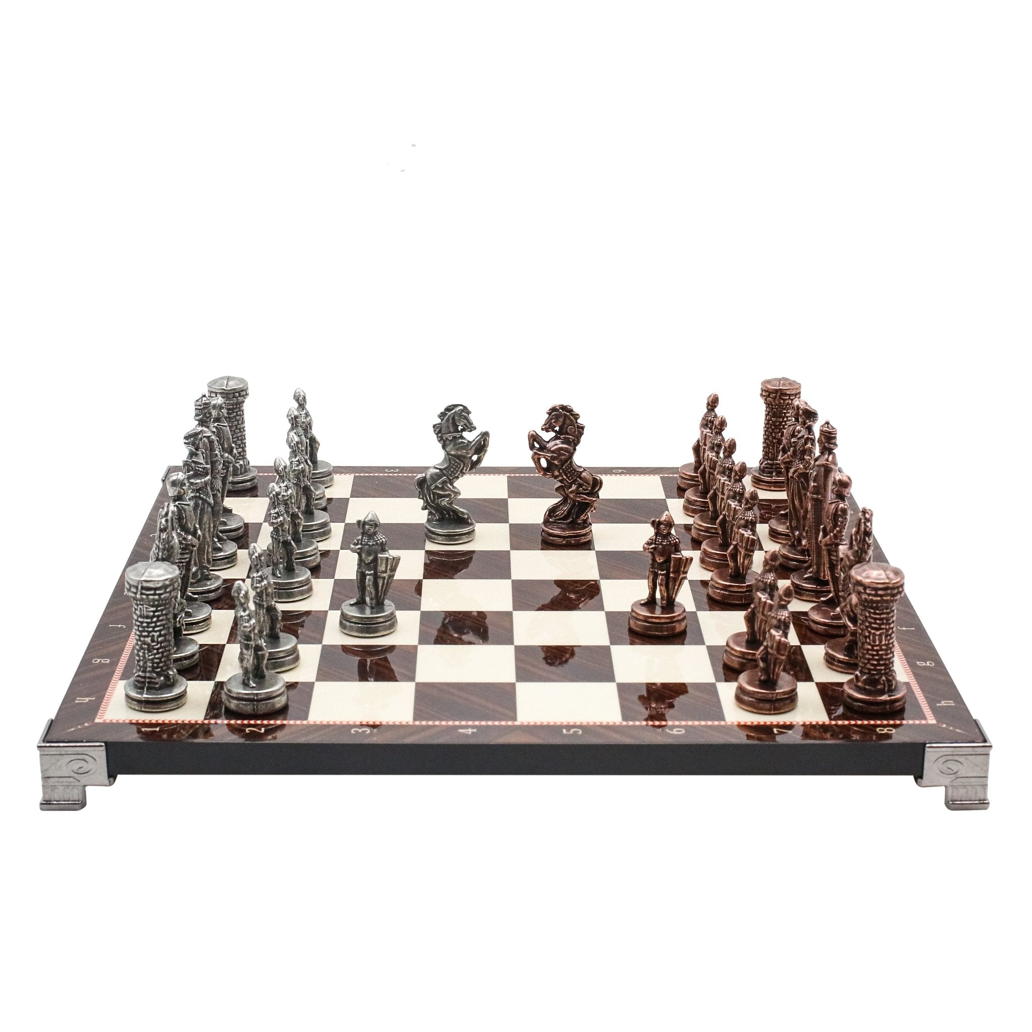 British Army Vintage Metal Chess Set | Chess Board w/ Metal Legs 30CM (12") - Cooper Chess