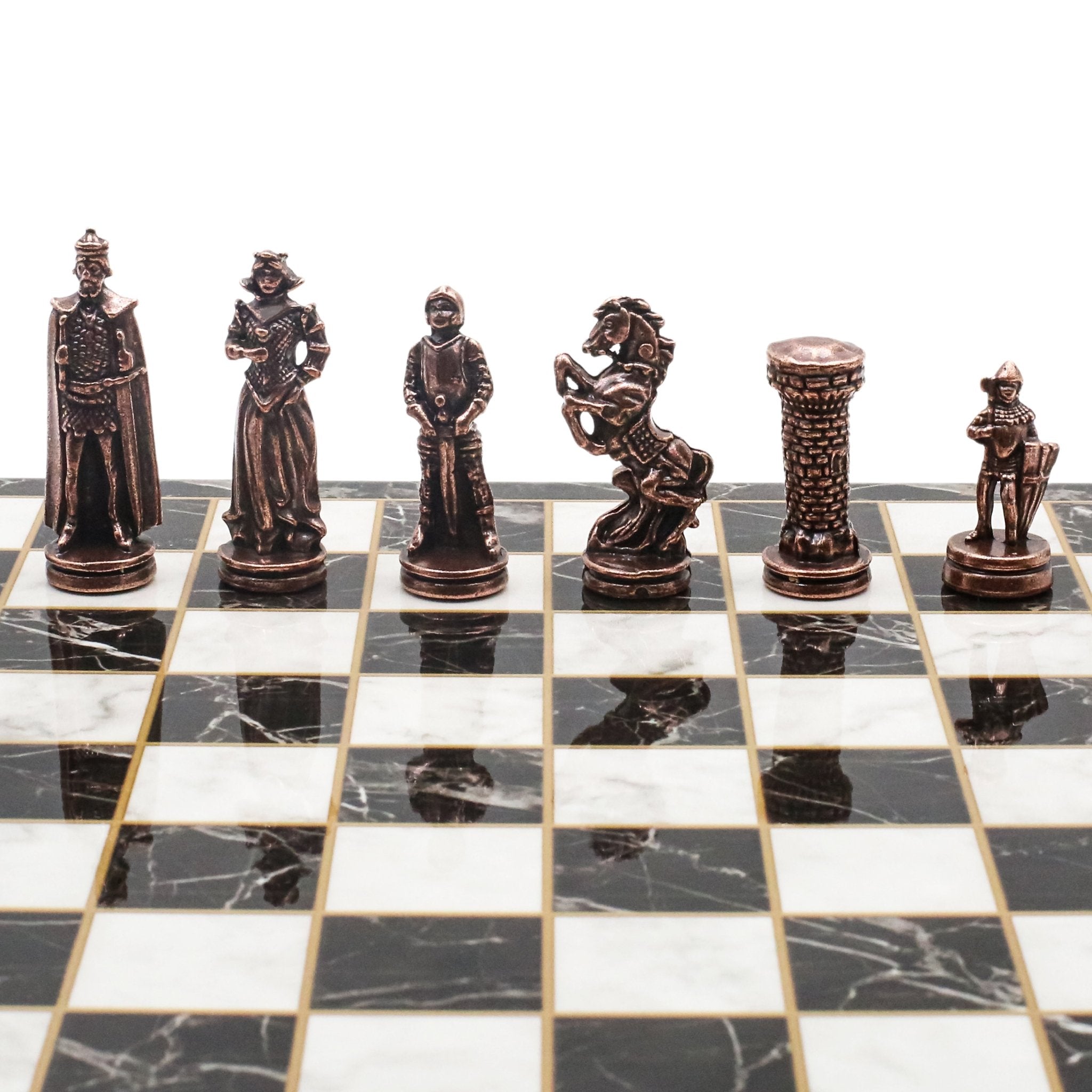 British Army Vintage Metal Chess Set | Chess Board w/ Metal Legs 30CM (12") - Cooper Chess