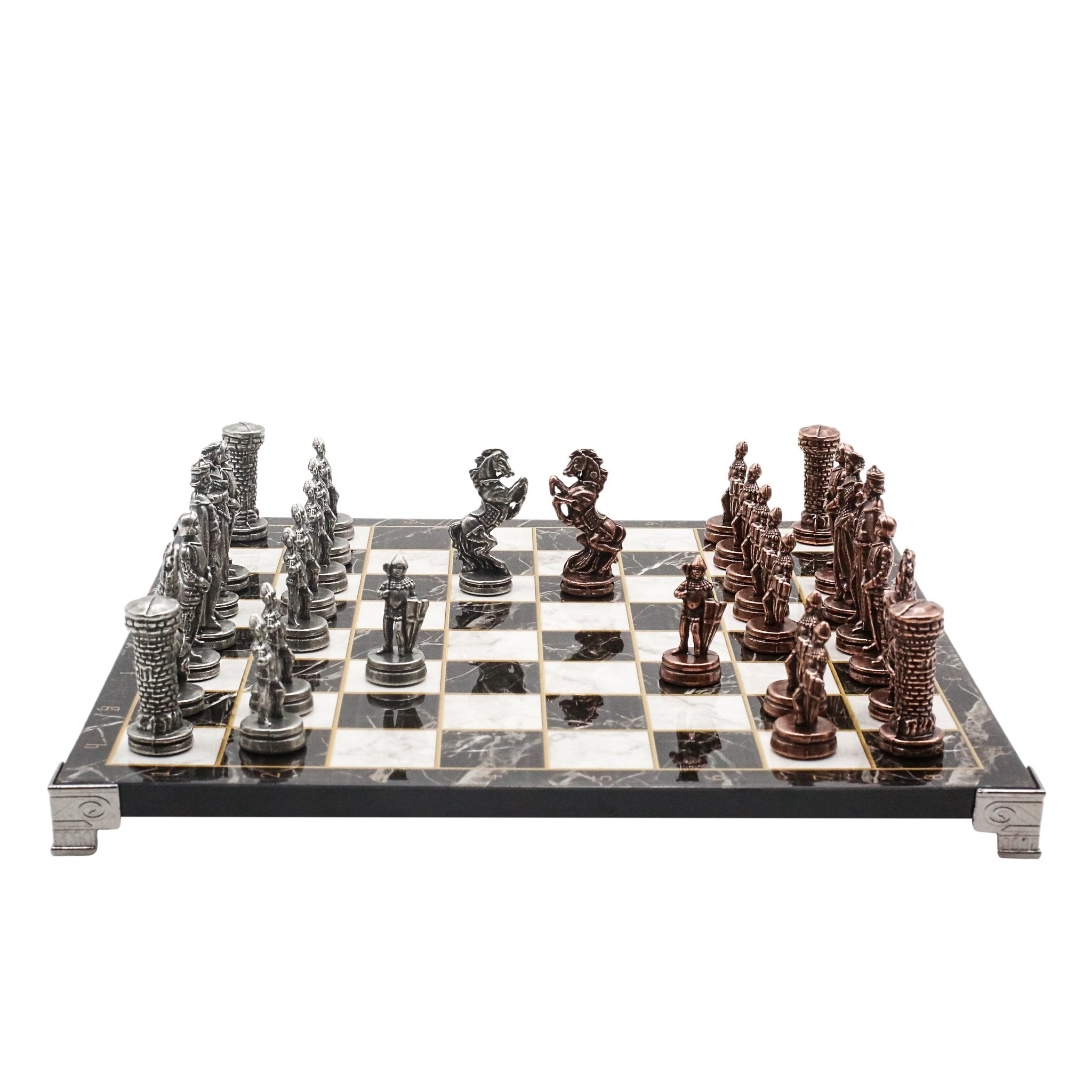 British Army Vintage Metal Chess Set | Chess Board w/ Metal Legs 30CM (12") - Cooper Chess