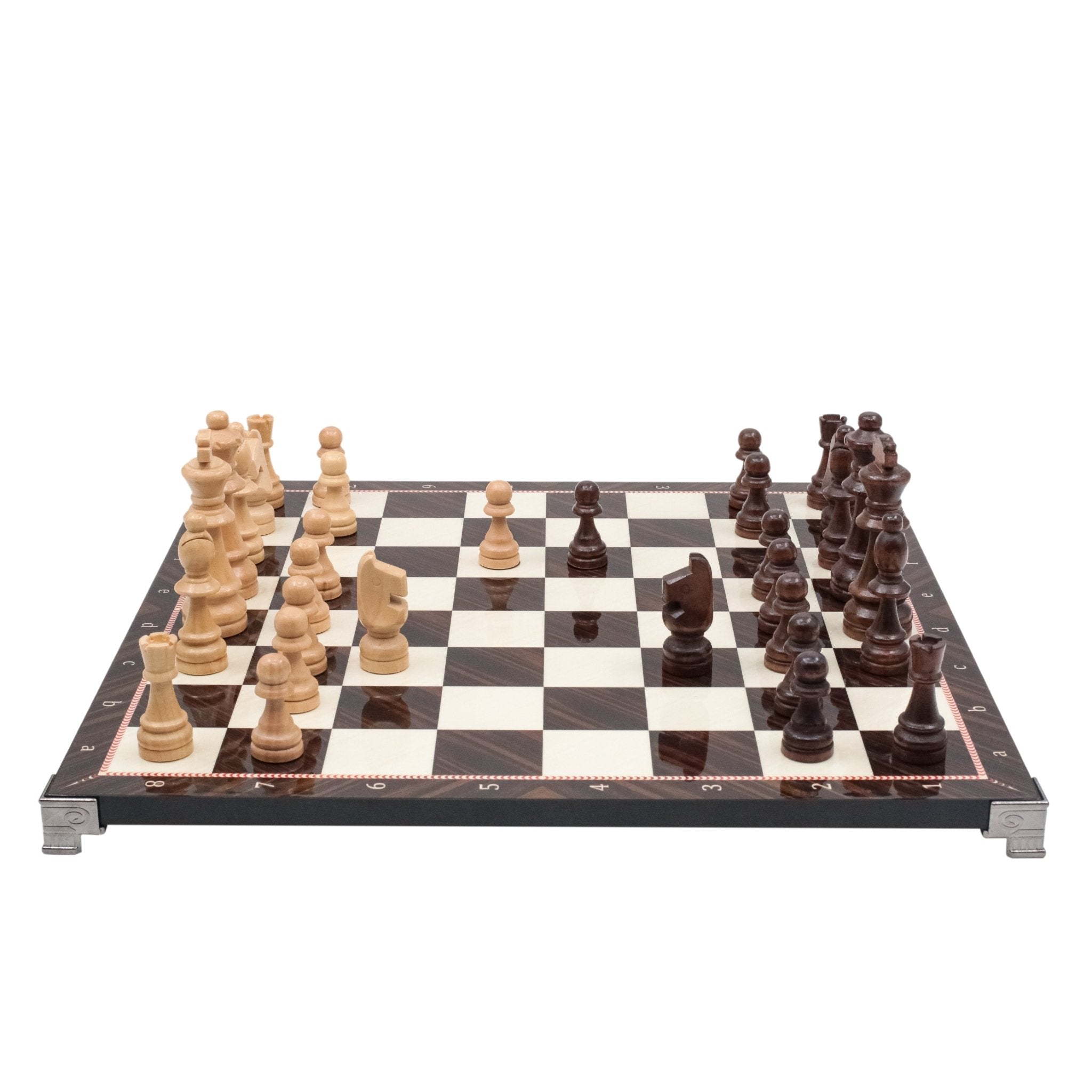 Walnut Look Wooden Chess Set with Metal Legs - Cooper Chess