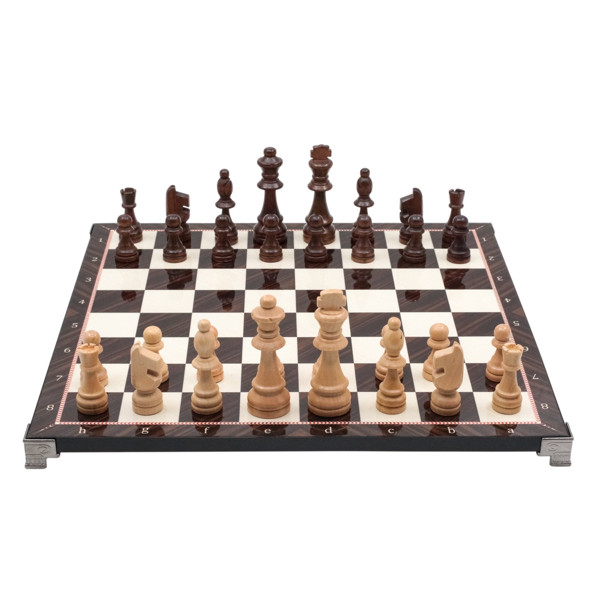 Walnut Look Wooden Chess Set with Metal Legs - Cooper Chess