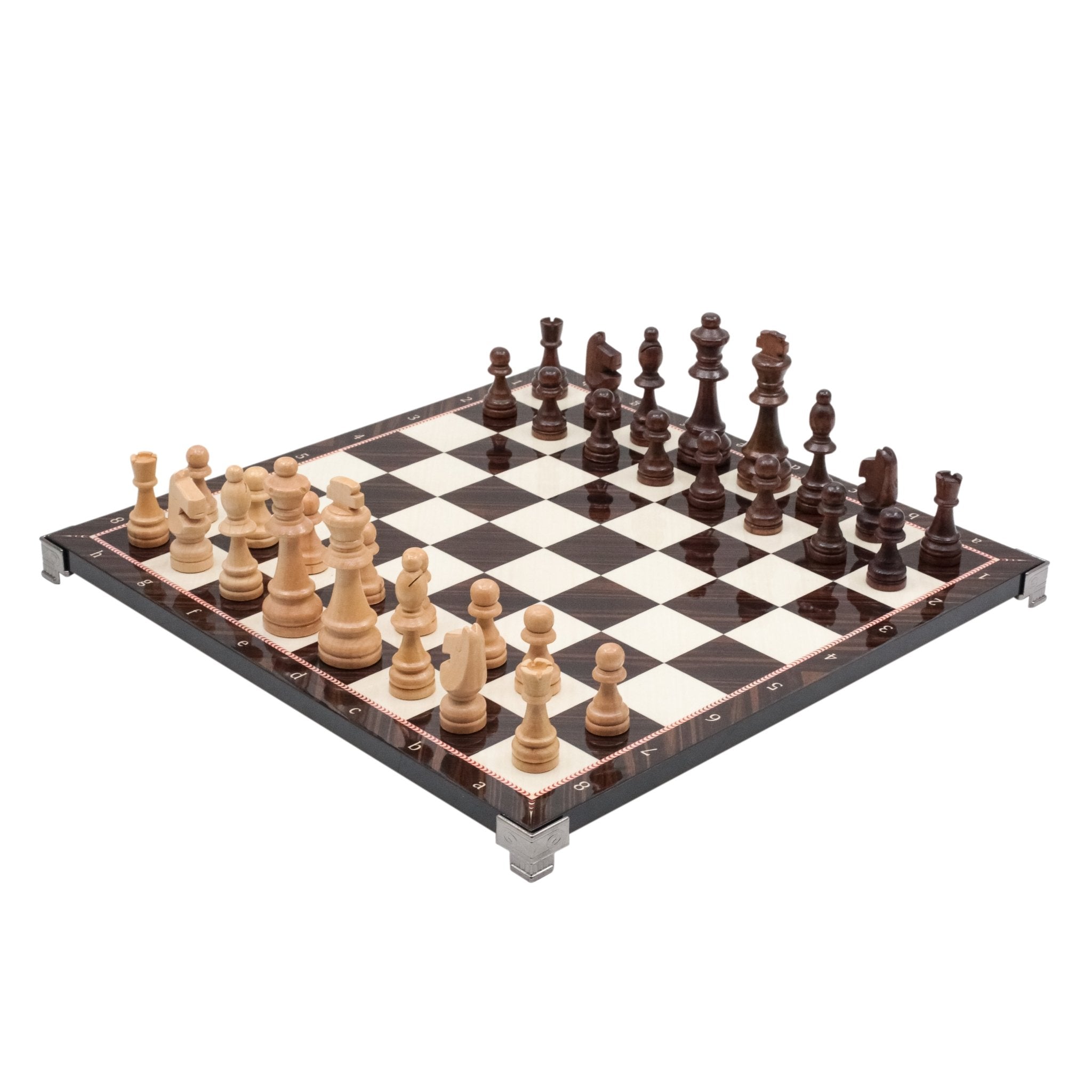 Walnut Look Wooden Chess Set with Metal Legs - Cooper Chess