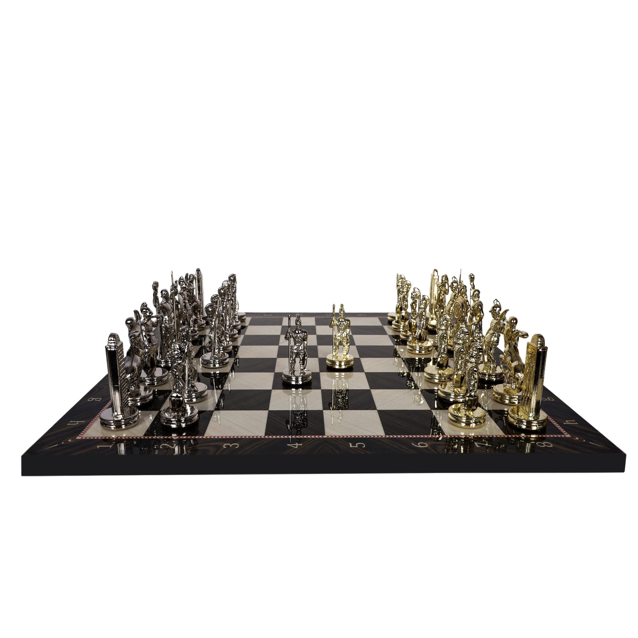 Greek Mythology Poseidon Metal Chess Set | Wooden Chess Board 37CM (15") | Model 3 - Cooper Chess