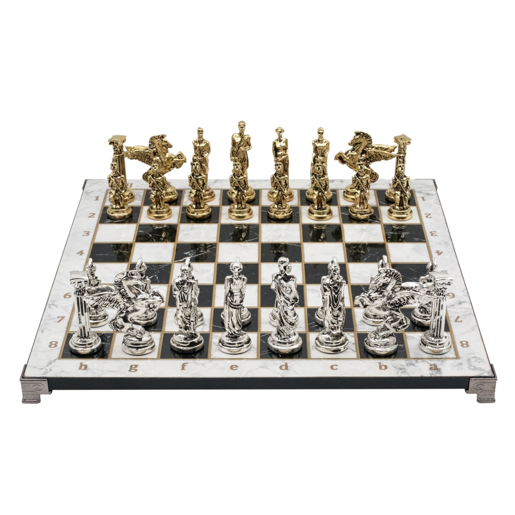 Greek Mythology Pegasus Metal Chess Set | Chess Board w/ Metal Legs 37CM (15") - Cooper Chess