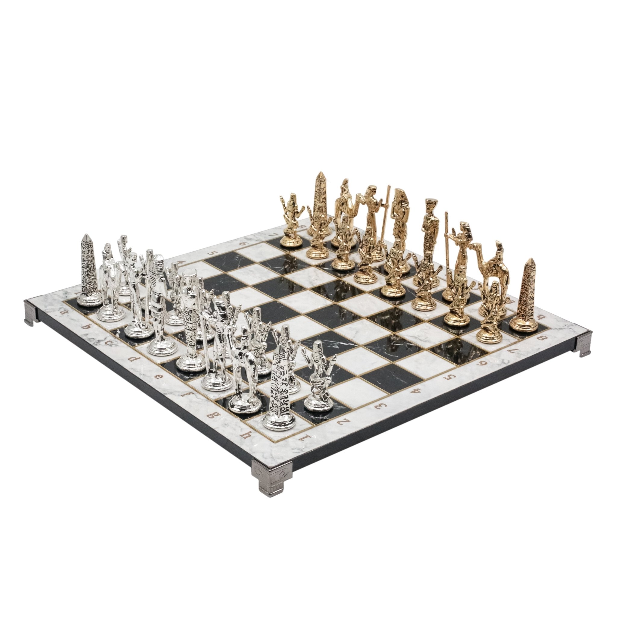 Egypt Cleopatra Metal Chess Set | Chess Board w/ Metal Legs 37CM (15") - Cooper Chess