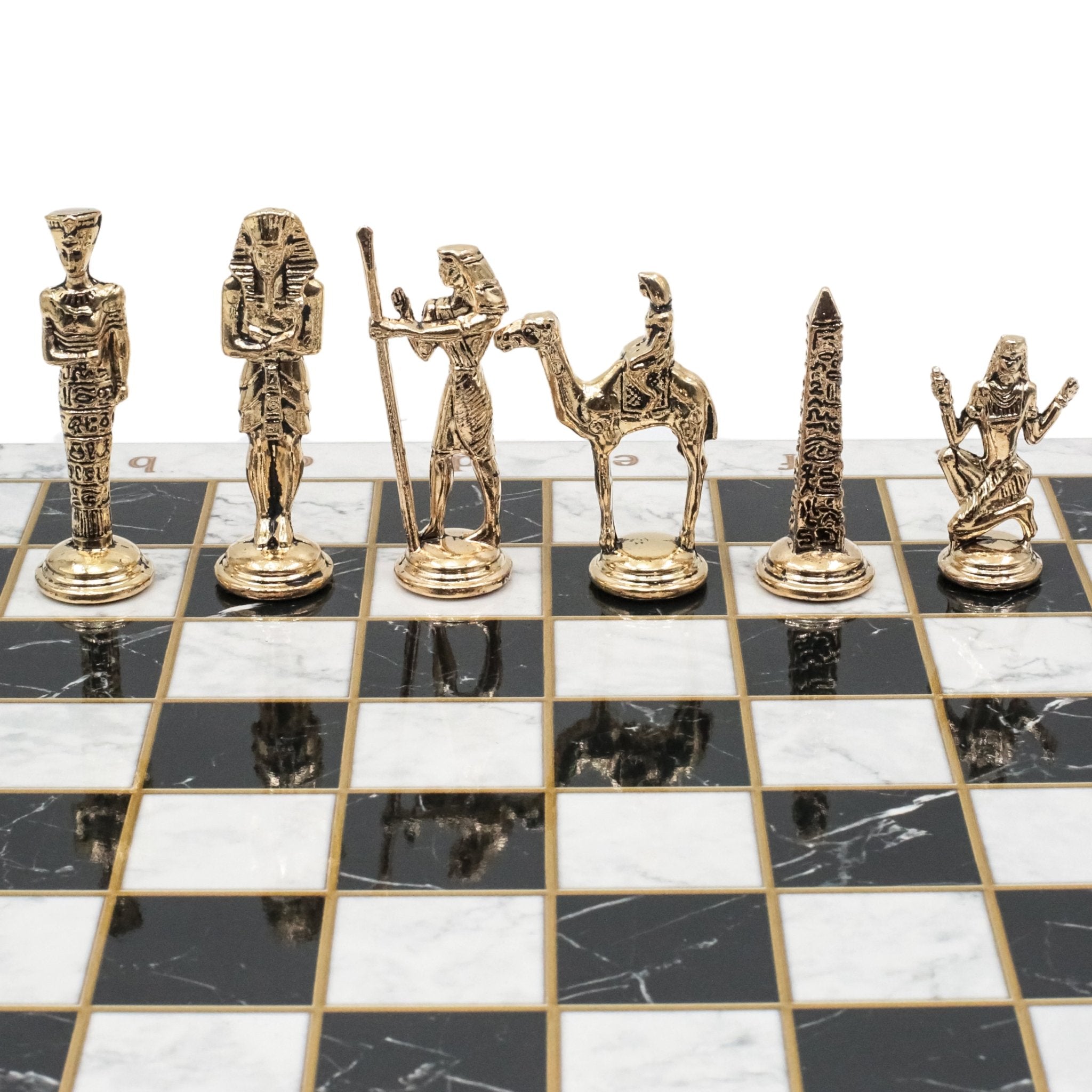 Egypt Cleopatra Metal Chess Set | Chess Board w/ Metal Legs 37CM (15") - Cooper Chess