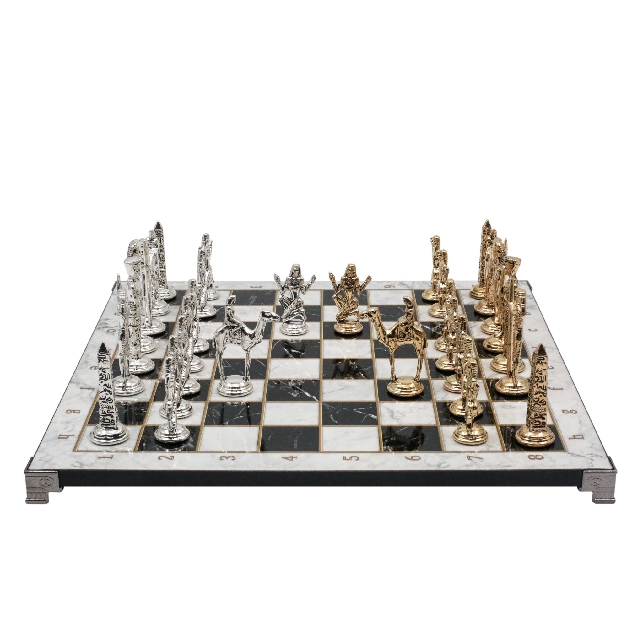 Egypt Cleopatra Metal Chess Set | Chess Board w/ Metal Legs 37CM (15") - Cooper Chess