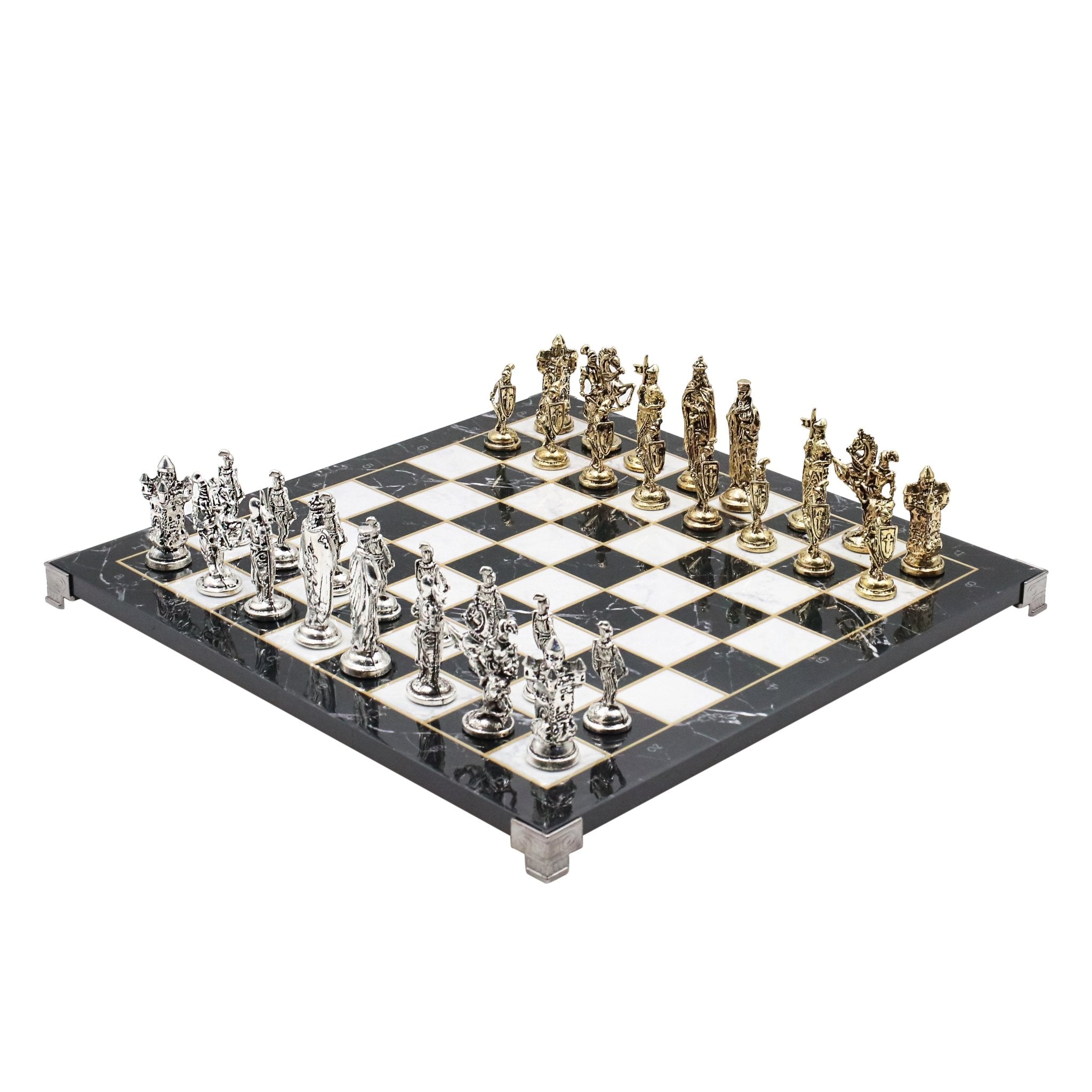 Royal British Metal Chess Set | Chess Board w/ Metal Legs 37CM (15") - Cooper Chess