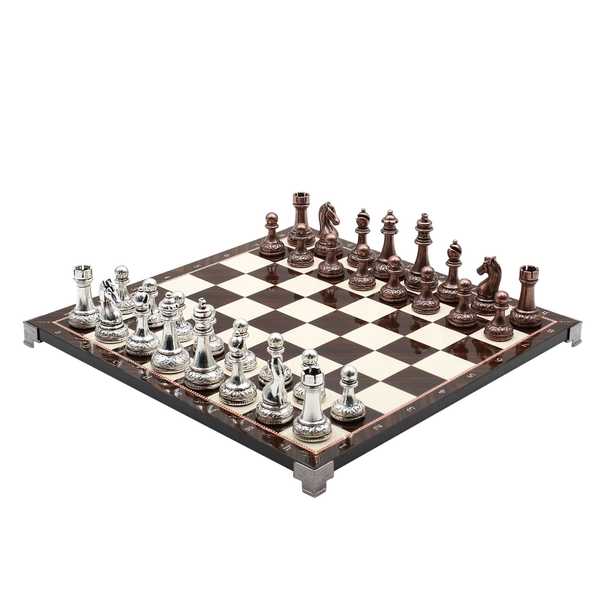 Classic Baroque Metal Chess Set | Chess Board w/ Metal Legs 37CM (15") - Cooper Chess