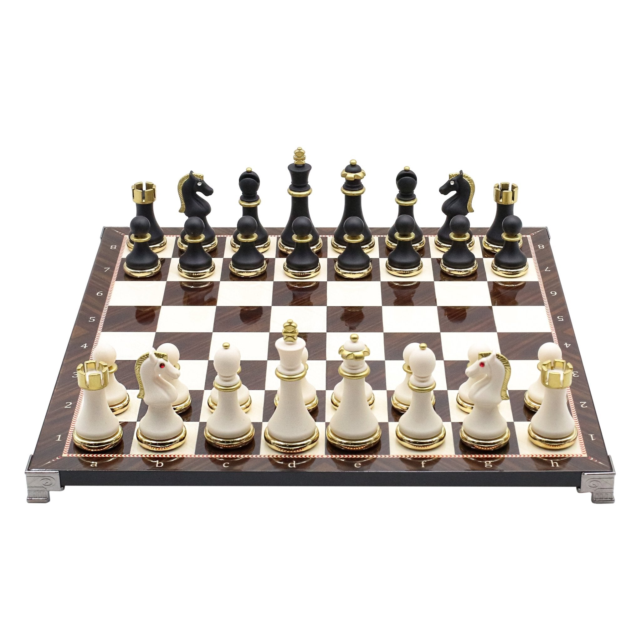 Soft Touch Baroque Metal Chess Set | Chess Board w/ Metal Legs 37CM (15") - Cooper Chess