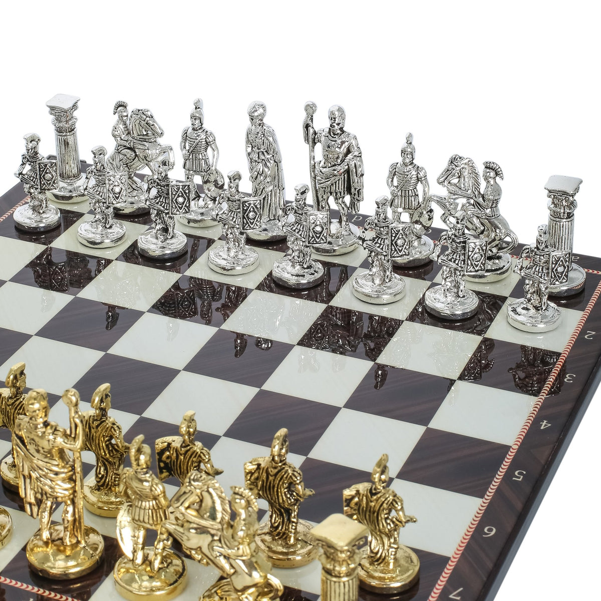 Roman Empire Caesar Metal Chess Set | Chess Board w/ Metal Legs 30CM (12") | Model 2 - Cooper Chess