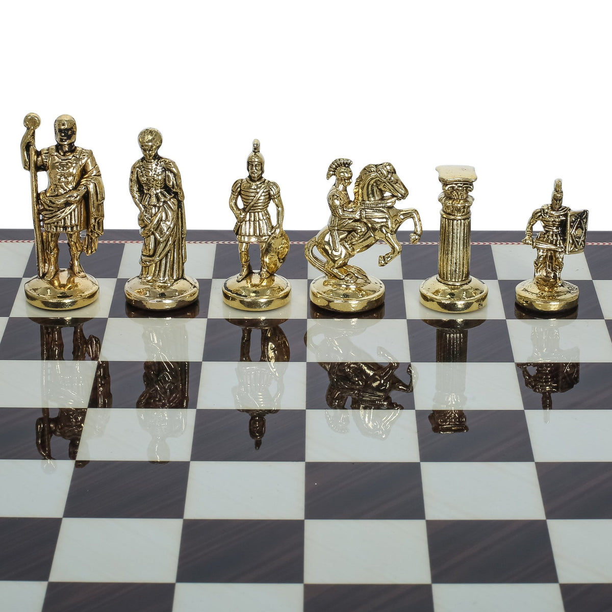 Roman Empire Caesar Metal Chess Set | Chess Board w/ Metal Legs 30CM (12") | Model 2 - Cooper Chess