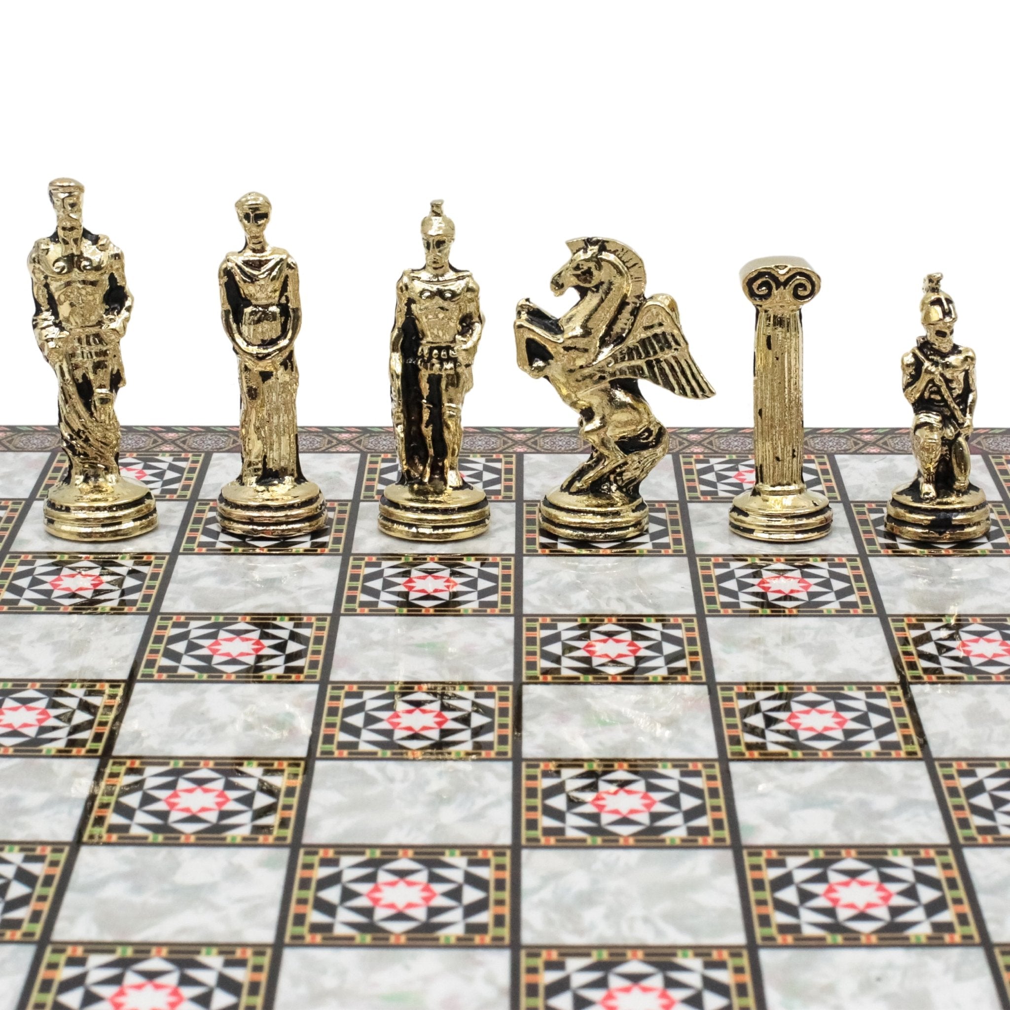 Greek Mythology Pegasus Metal Chess Set | Chess Board w/ Metal Legs 30CM (12") - Cooper Chess