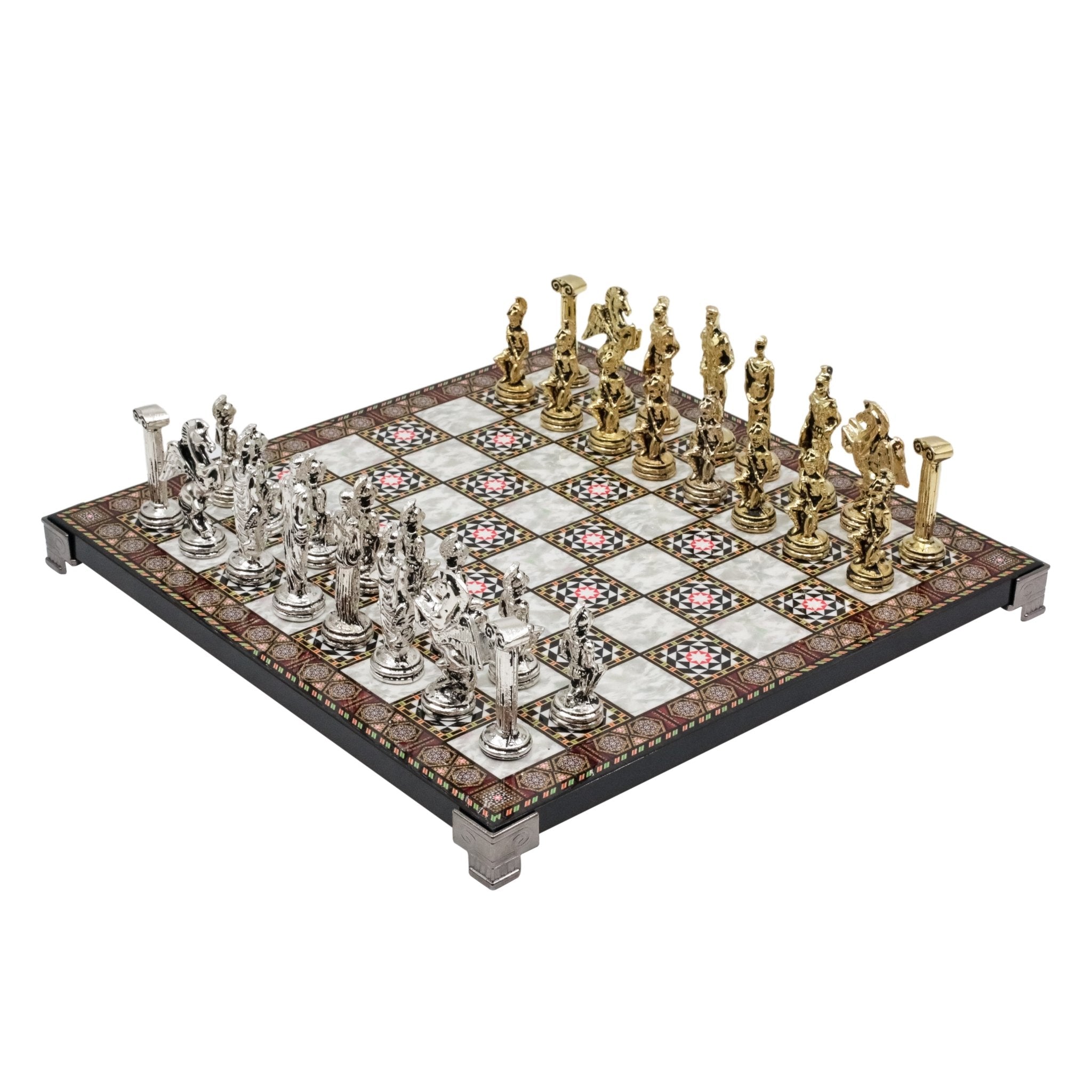 Greek Mythology Pegasus Metal Chess Set | Chess Board w/ Metal Legs 30CM (12") - Cooper Chess