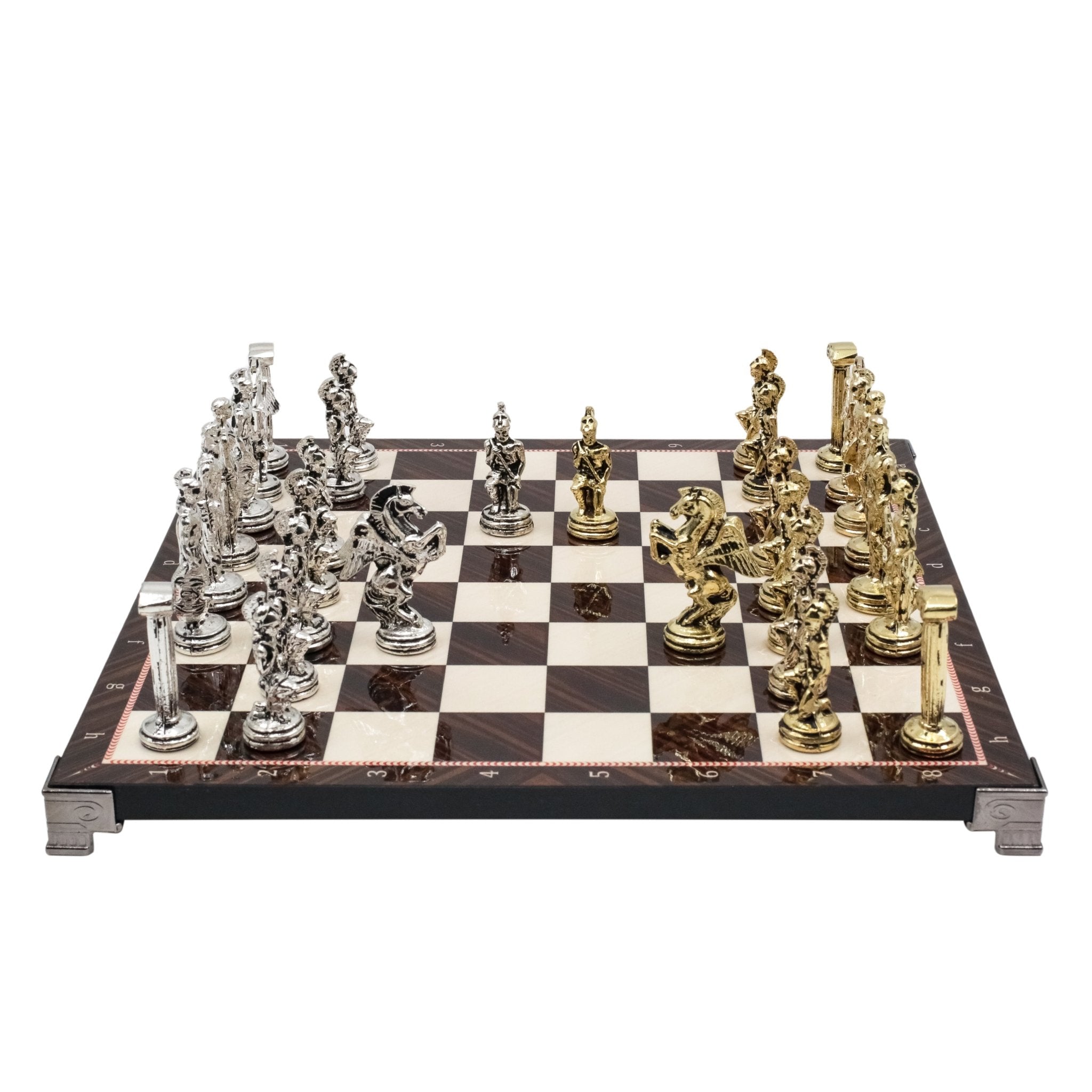 Greek Mythology Pegasus Metal Chess Set | Chess Board w/ Metal Legs 30CM (12") - Cooper Chess