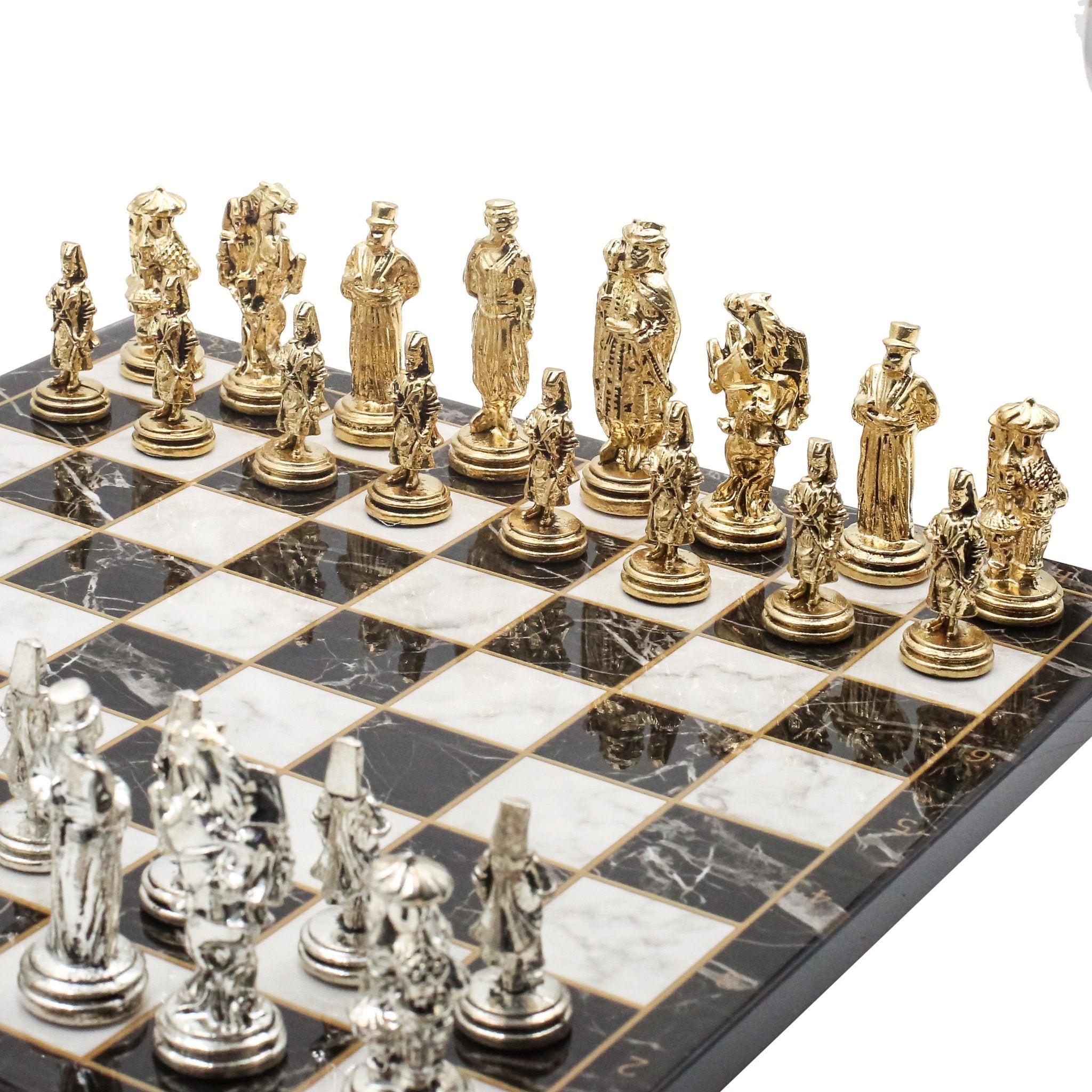 Ottoman Empire Metal Chess Set | 30CM (12") Chess Board w/ Metal Legs - Cooper Chess
