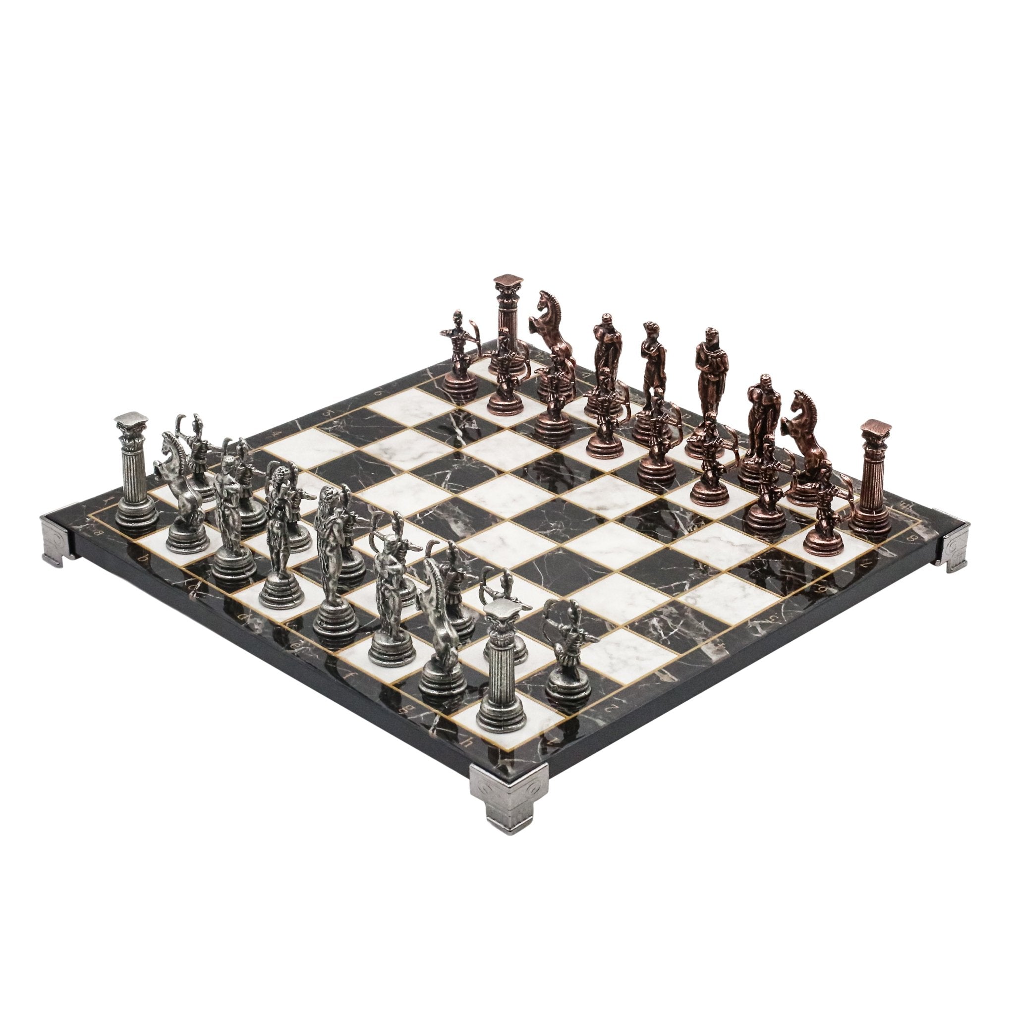 Egyptian CleopatraVintage Metal Chess Set | Chess Board w/ Metal Legs 30CM (12") - Cooper Chess