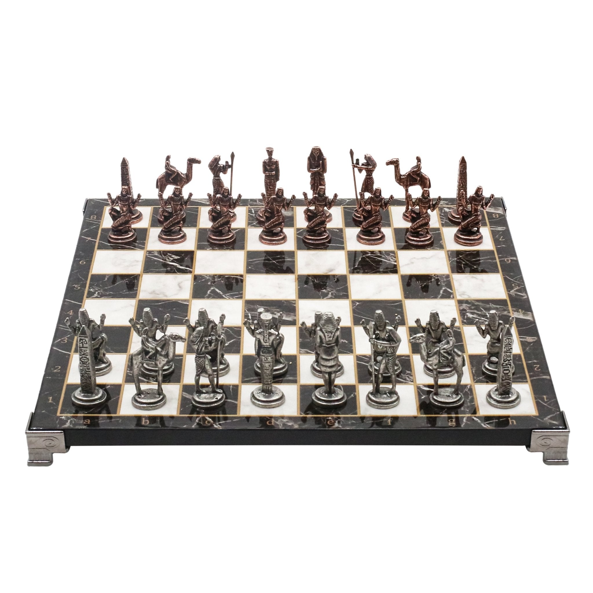 Egyptian CleopatraVintage Metal Chess Set | Chess Board w/ Metal Legs 30CM (12") - Cooper Chess