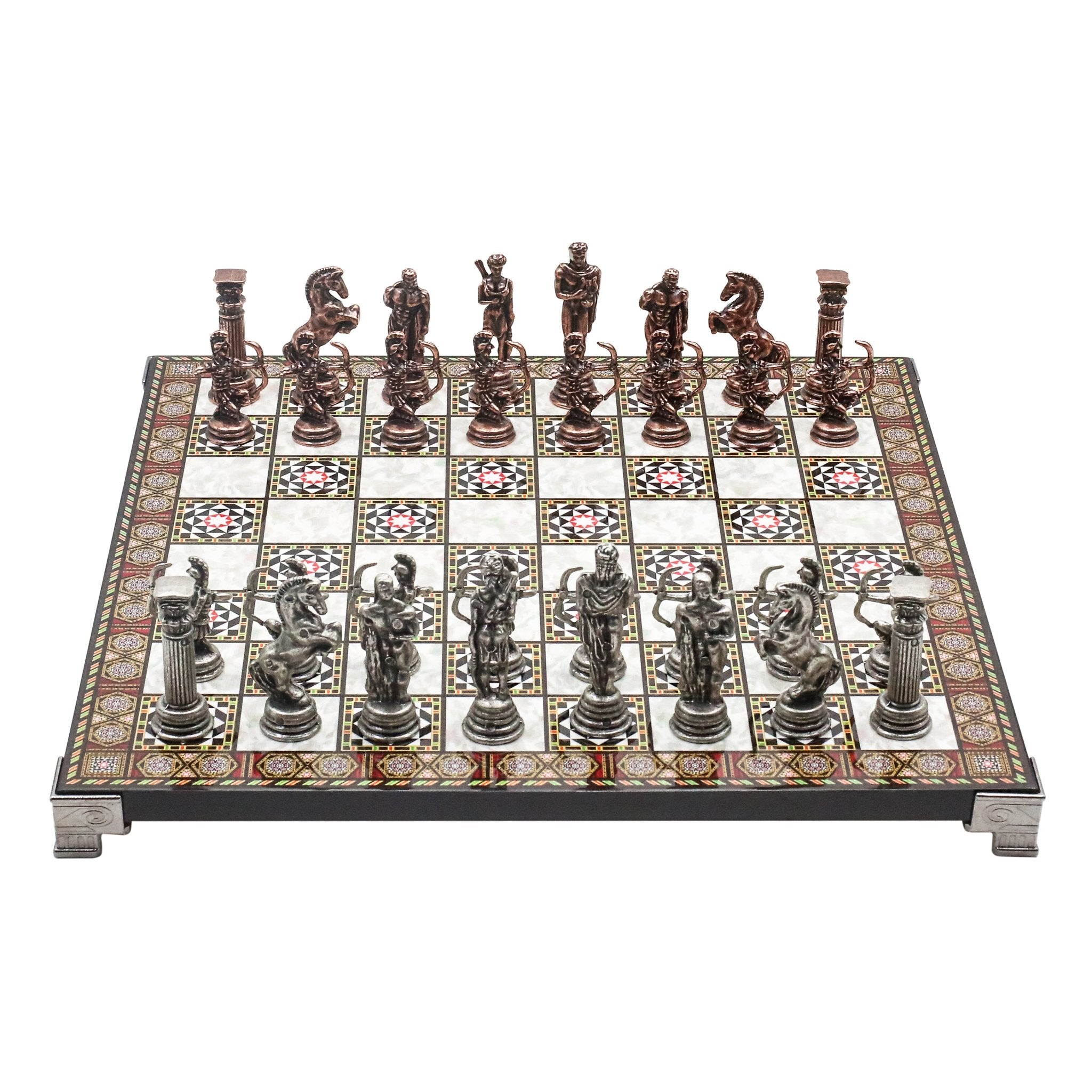 Greek Mythology Archer Vintage Chess Set | Chess Board w/ Metal Legs 30CM (12") - Cooper Chess