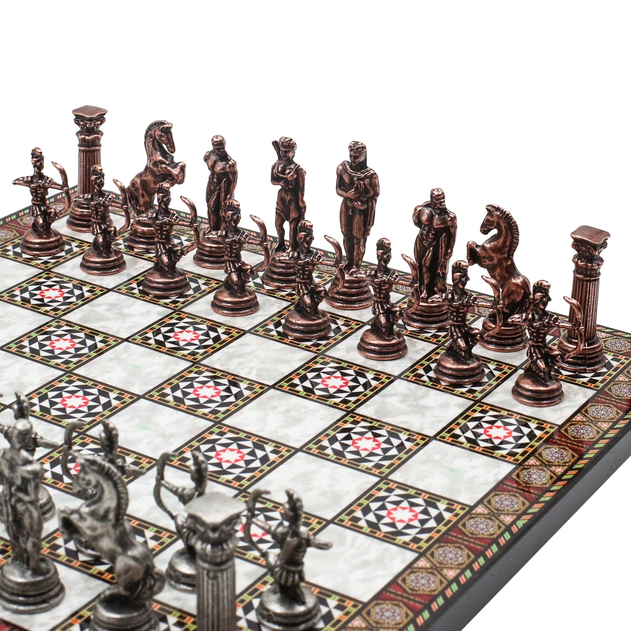 Greek Mythology Archer Vintage Chess Set | Chess Board w/ Metal Legs 30CM (12") - Cooper Chess