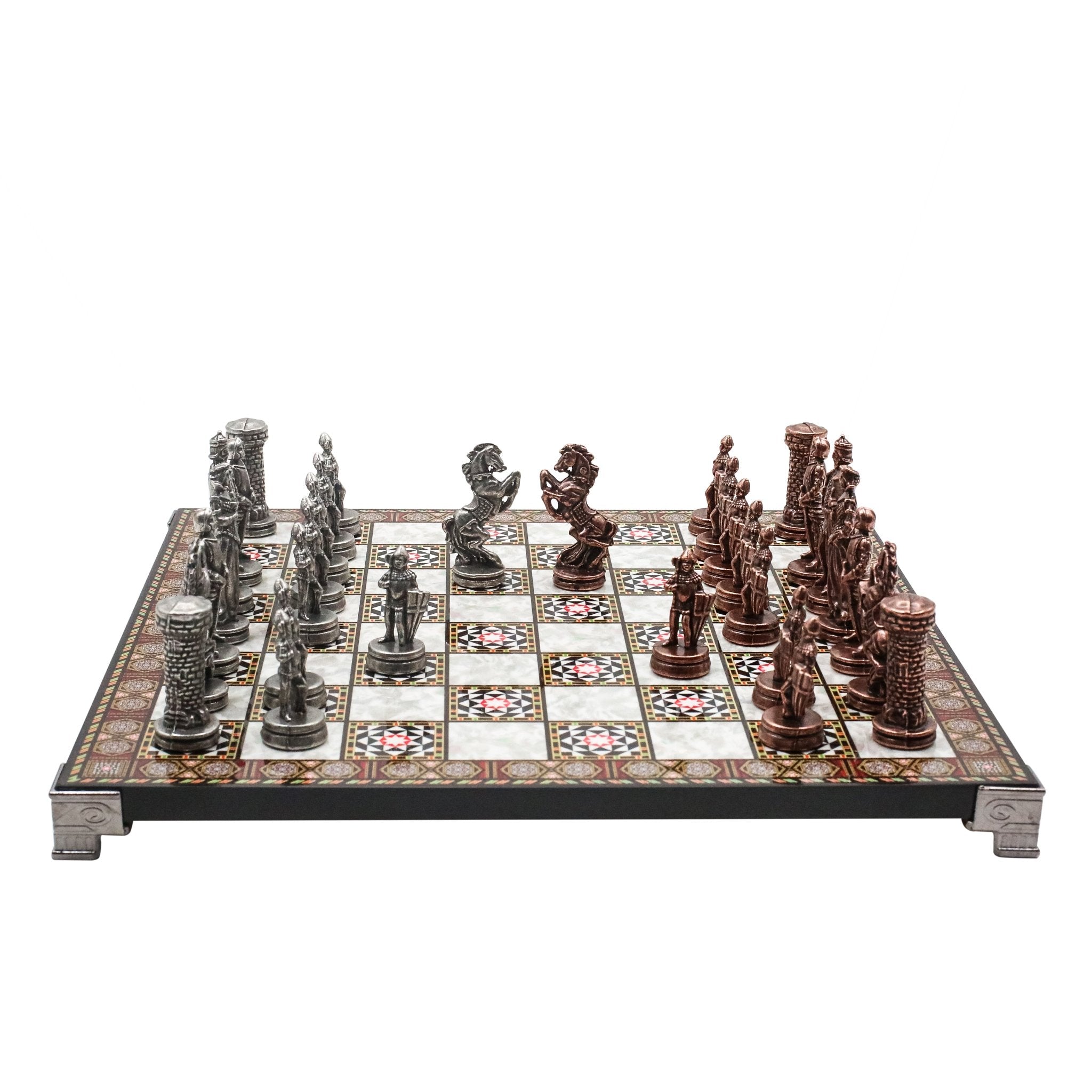 British Army Vintage Metal Chess Set | Chess Board w/ Metal Legs 30CM (12") - Cooper Chess