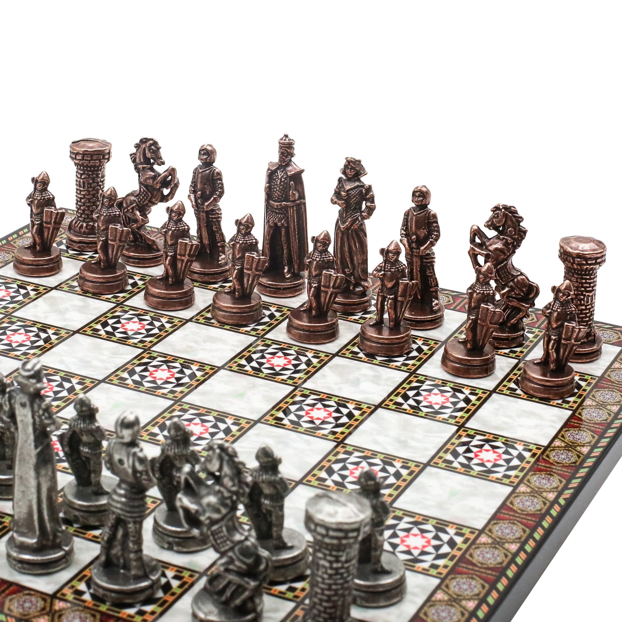 British Army Vintage Metal Chess Set | Chess Board w/ Metal Legs 30CM (12") - Cooper Chess
