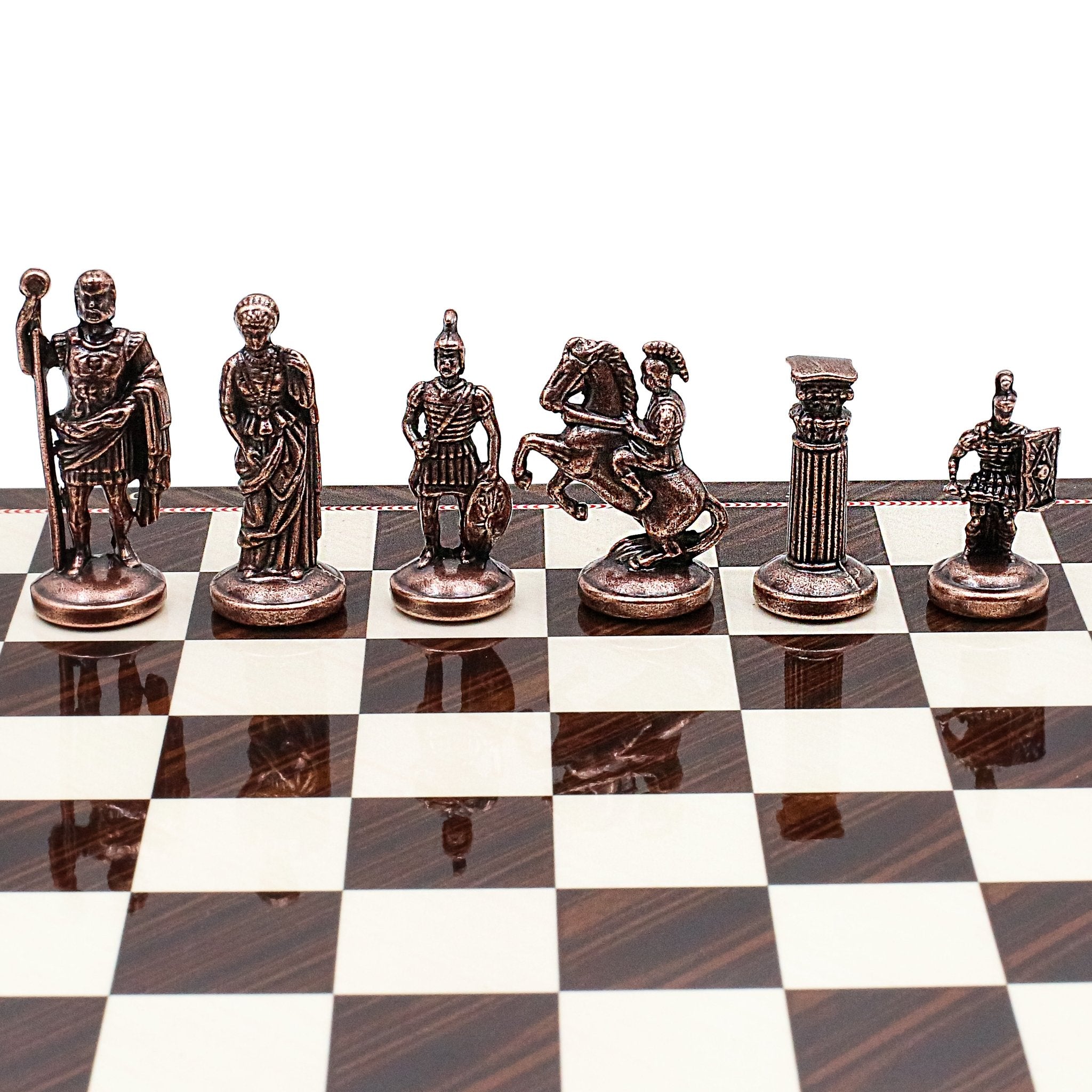Roman Empire Vintage Metal Chess Set | Chess Board w/ Metal Legs 30CM (12") - Cooper Chess