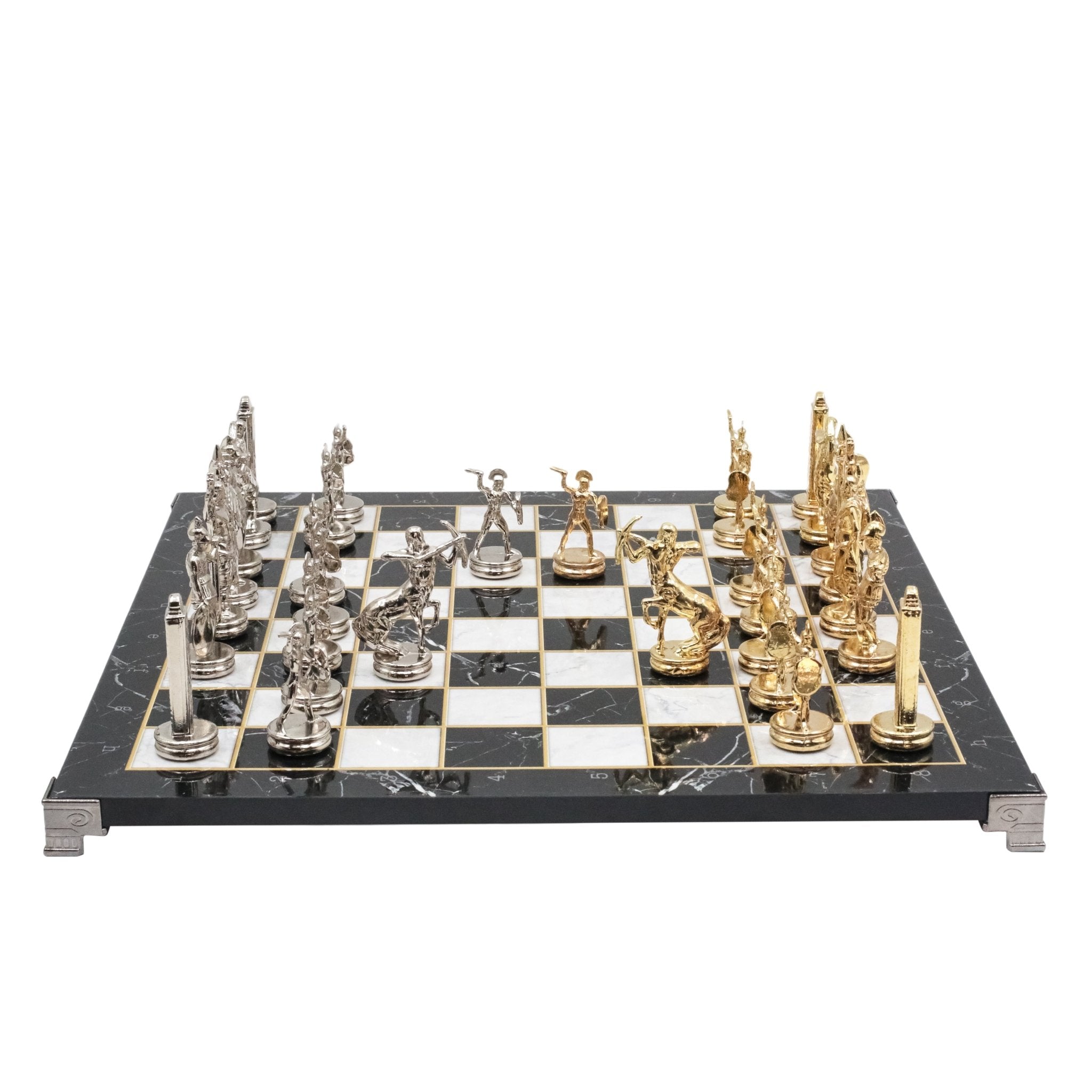 Greek Mythology Poseidon Metal Chess Set | Chess Board w/ Metal Legs 37CM (15") | Model 1 - Cooper Chess