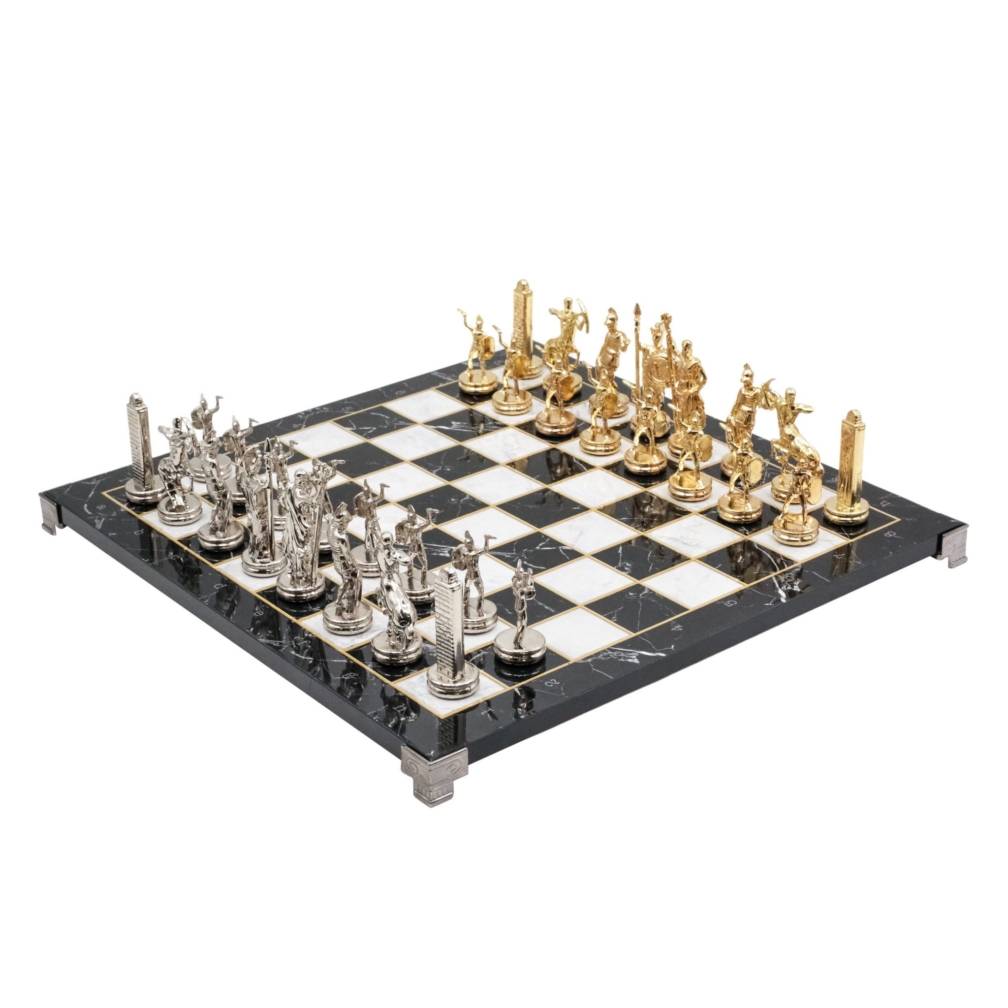 Greek Mythology Poseidon Metal Chess Set | Chess Board w/ Metal Legs 37CM (15") | Model 1 - Cooper Chess