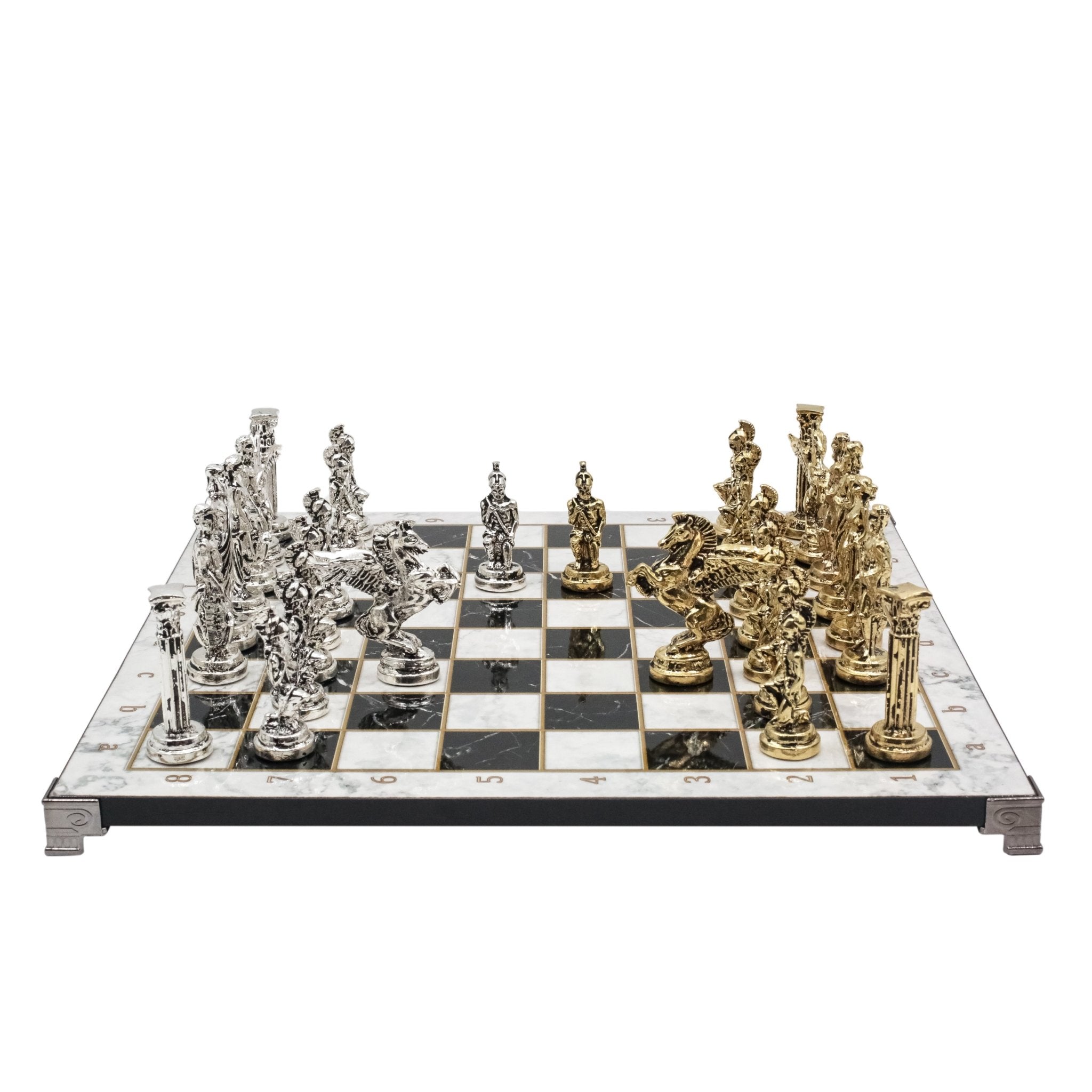 Greek Mythology Pegasus Metal Chess Set | Chess Board w/ Metal Legs 37CM (15") - Cooper Chess