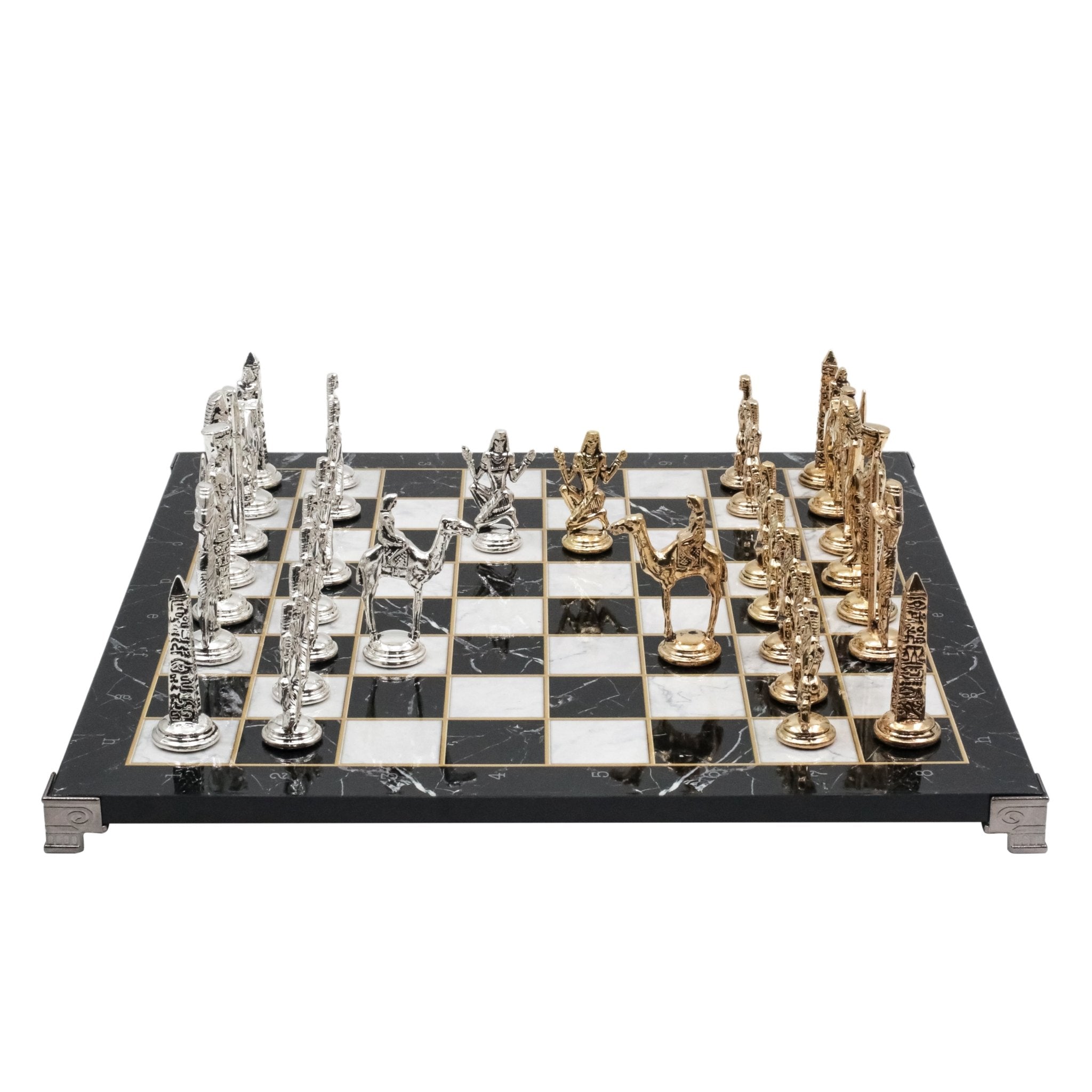 Egypt Cleopatra Metal Chess Set | Chess Board w/ Metal Legs 37CM (15") - Cooper Chess