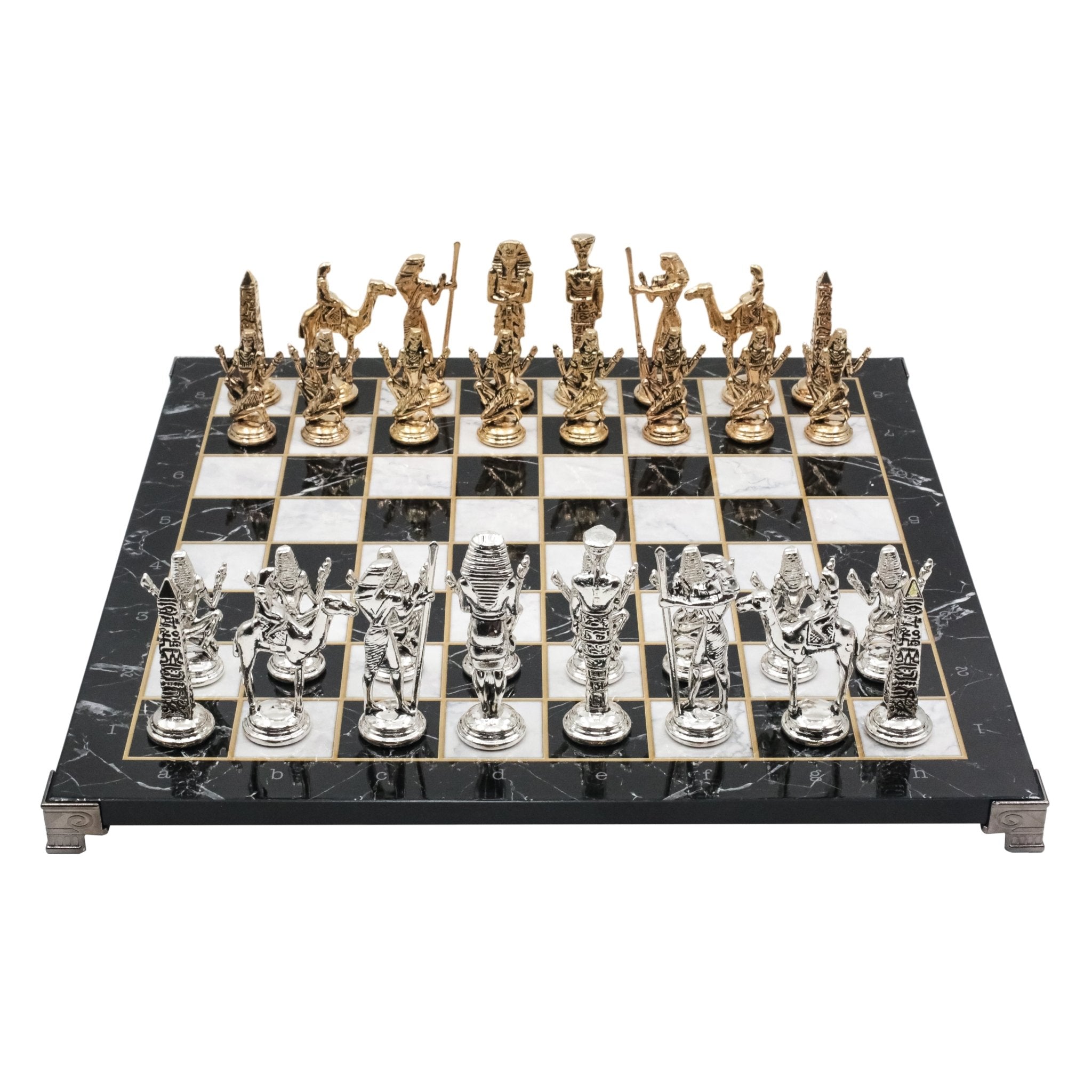 Egypt Cleopatra Metal Chess Set | Chess Board w/ Metal Legs 37CM (15") - Cooper Chess