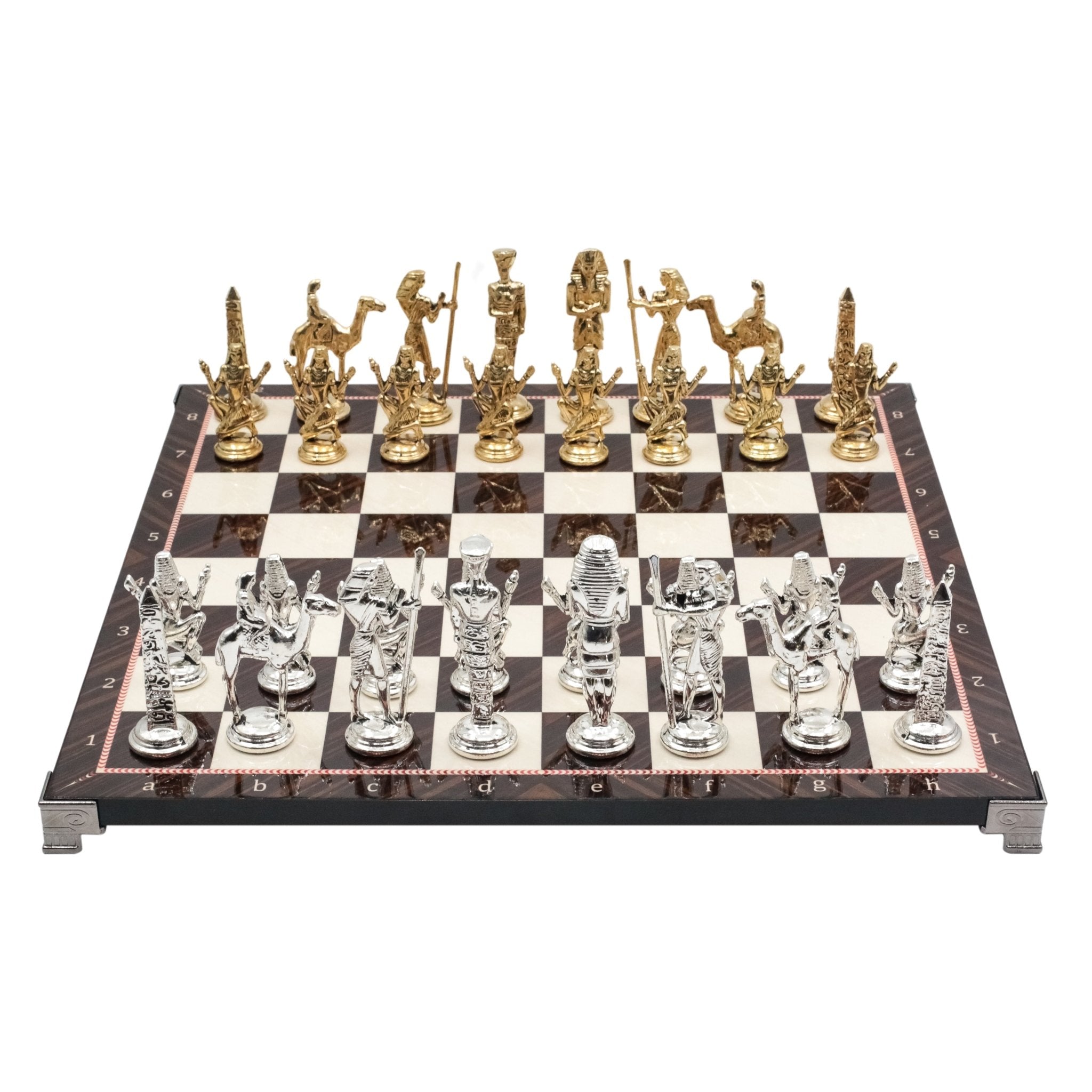 Egypt Cleopatra Metal Chess Set | Chess Board w/ Metal Legs 37CM (15") - Cooper Chess