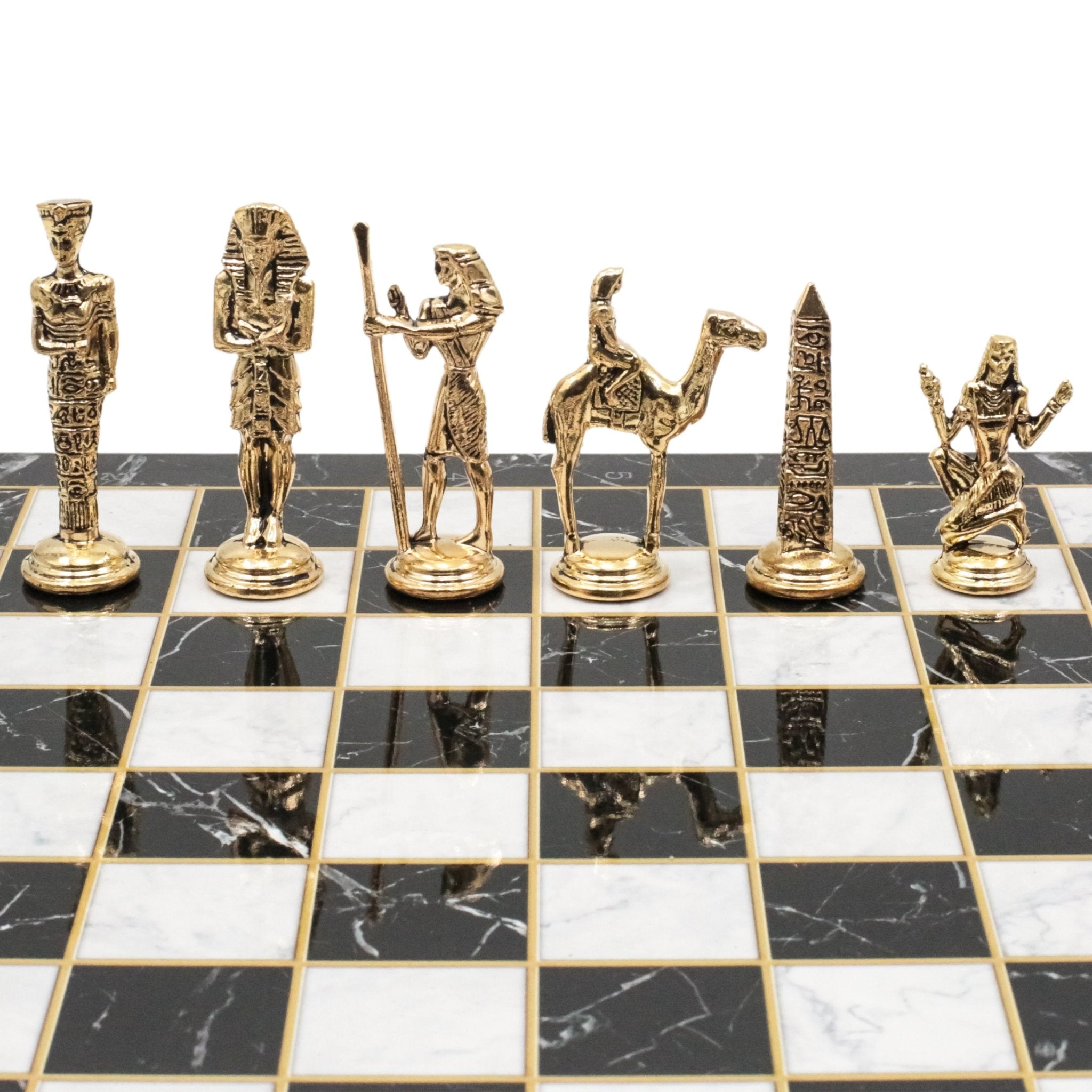 Egypt Cleopatra Metal Chess Set | Chess Board w/ Metal Legs 37CM (15") - Cooper Chess